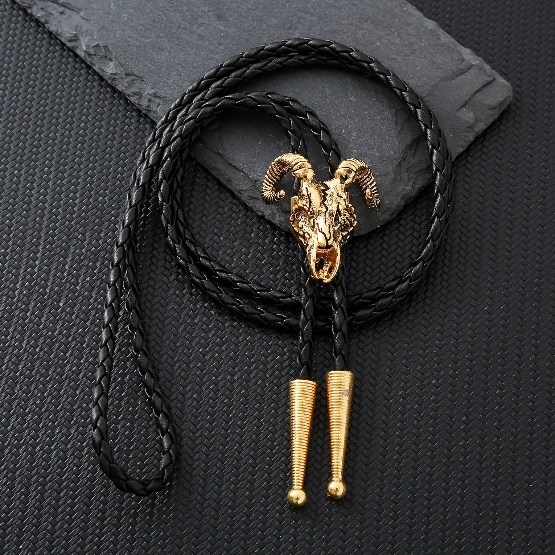 Dark Aesthetic Gothic Ram Skull Bolo Tie