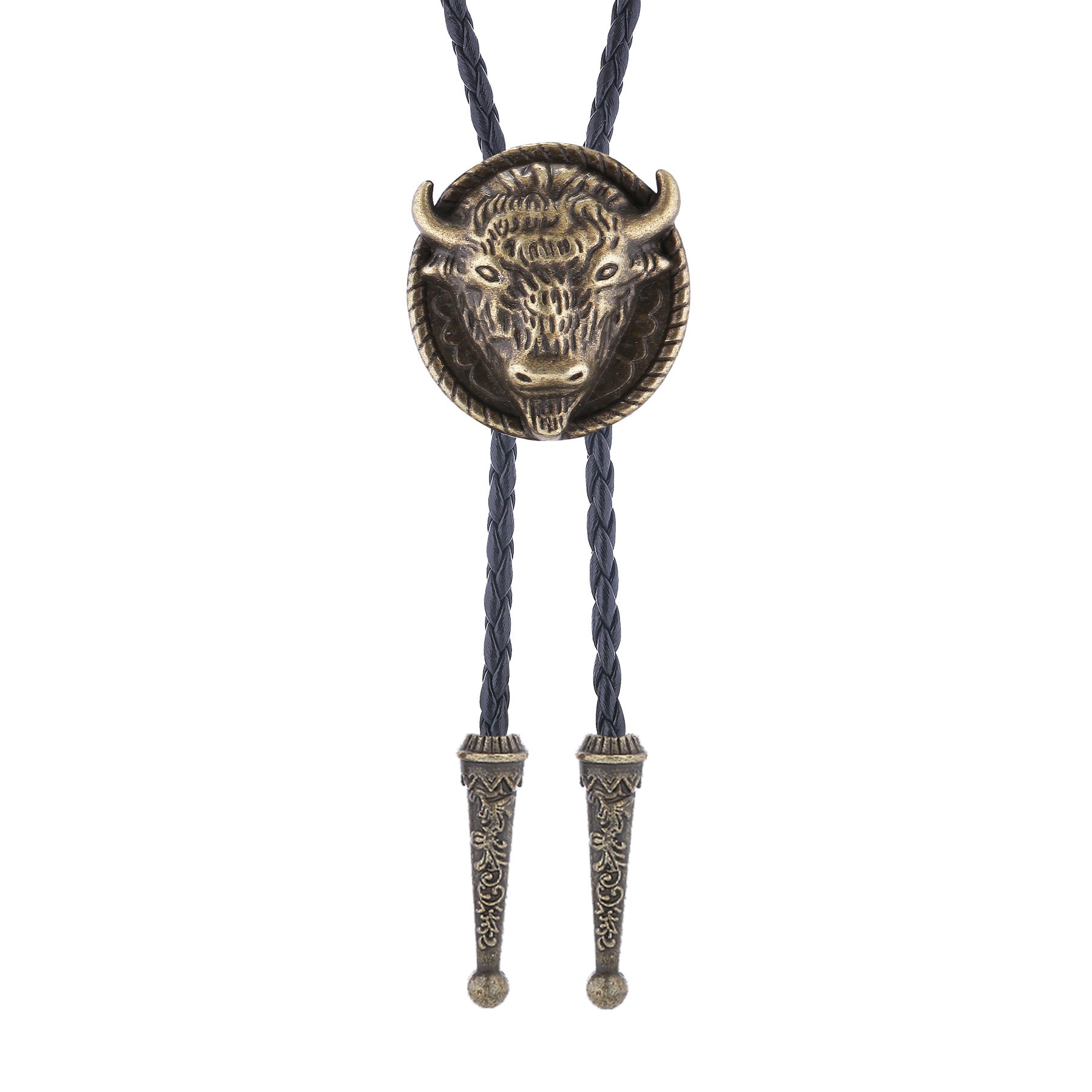 Buffalo Head Medallion Old West Bolo Tie