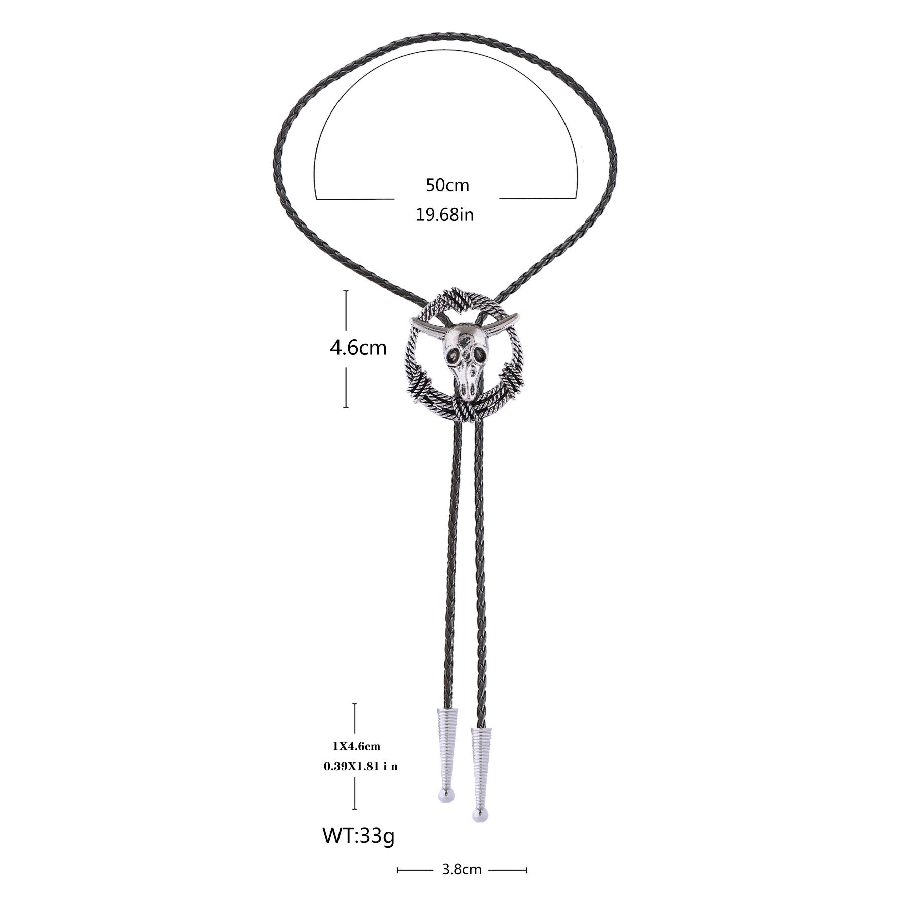 Steer Skull Rope Wreath Rock Style Bolo Tie