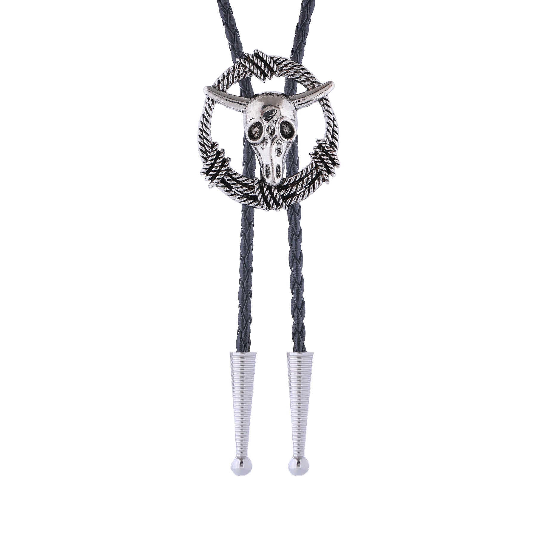 Steer Skull Rope Wreath Rock Style Bolo Tie