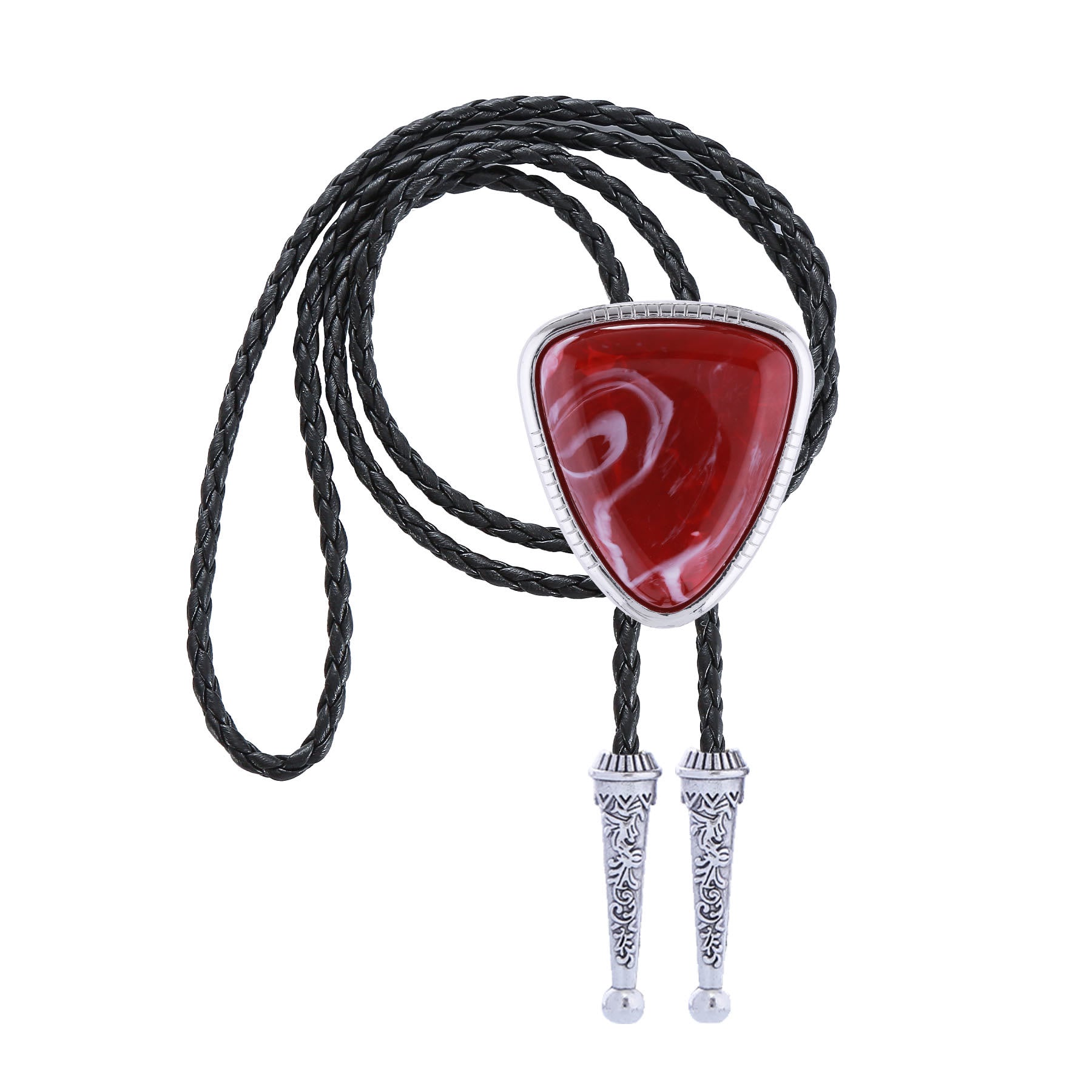 Western Glossy Artificial Tribal Shield Stone Bolo Tie