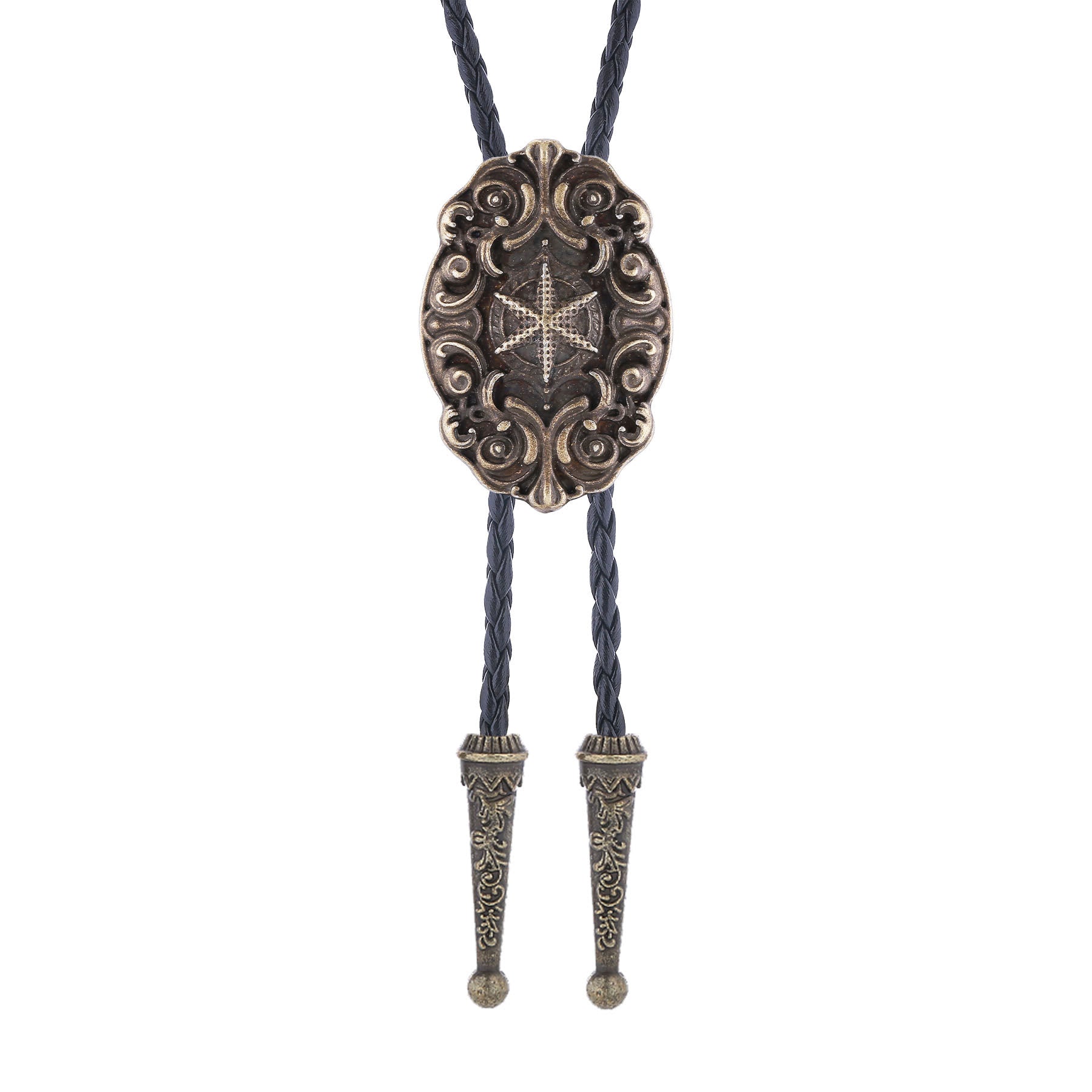 Ornate Compass Star Victorian Western Bolo Tie