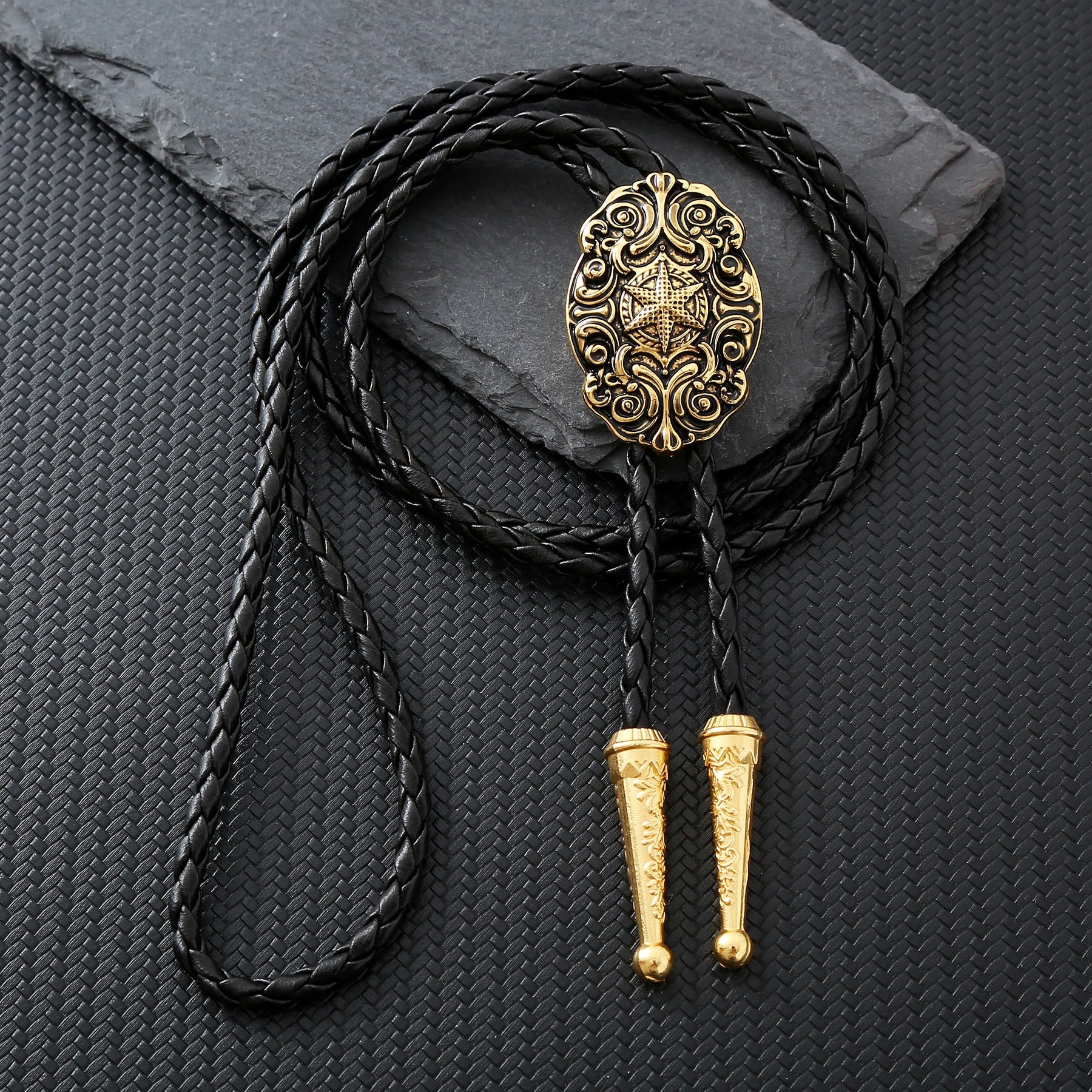 Ornate Compass Star Victorian Western Bolo Tie