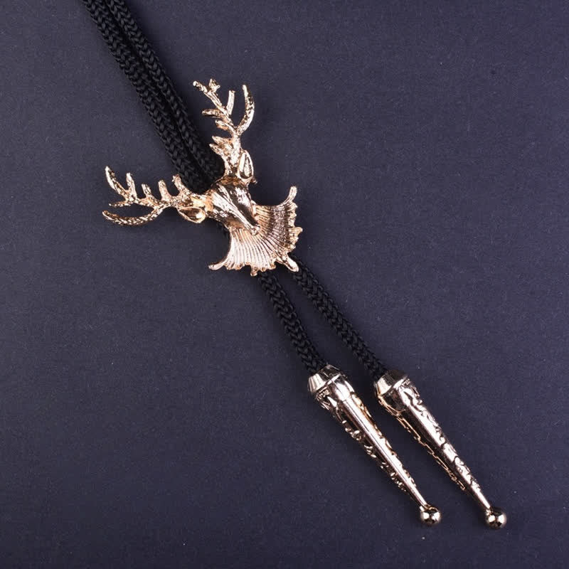 Delicately Crafted Deer Head Pendant Bolo Tie