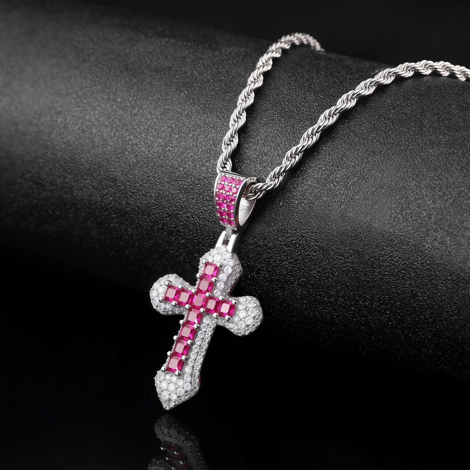 Iced Cross Pendant Chain Necklace