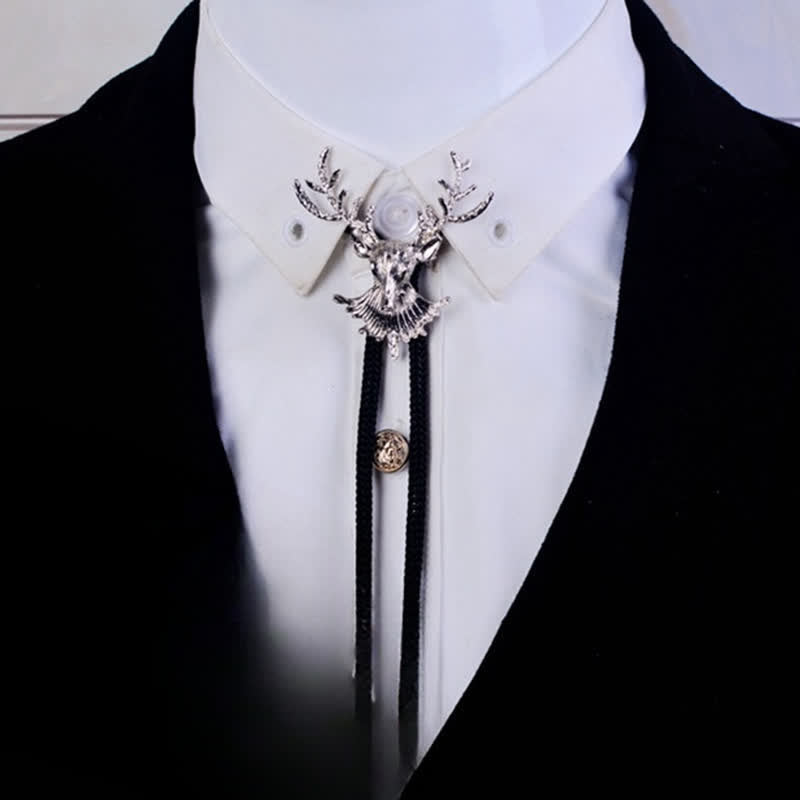 Delicately Crafted Deer Head Pendant Bolo Tie