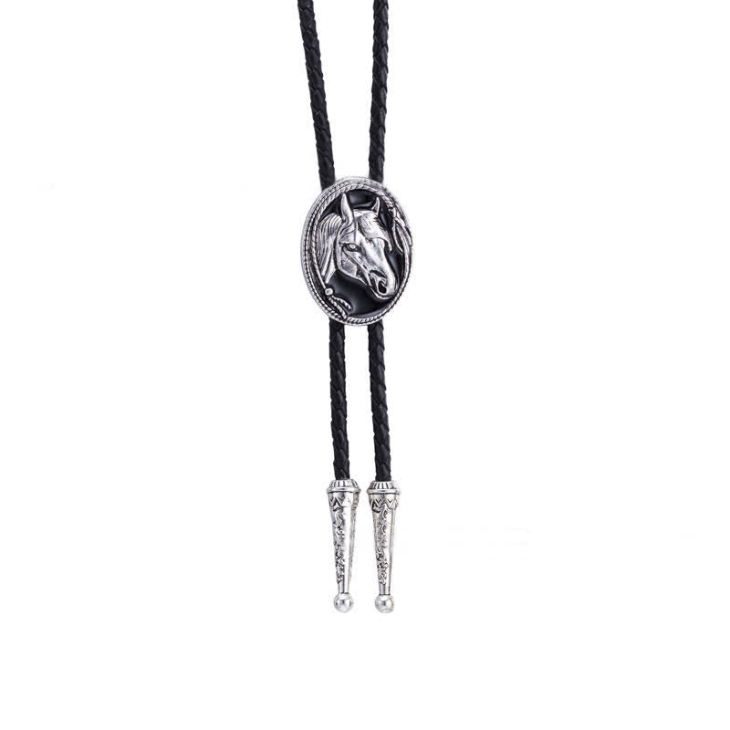 Clearance: Western Ethnic Embossed Horse Head Bolo Tie