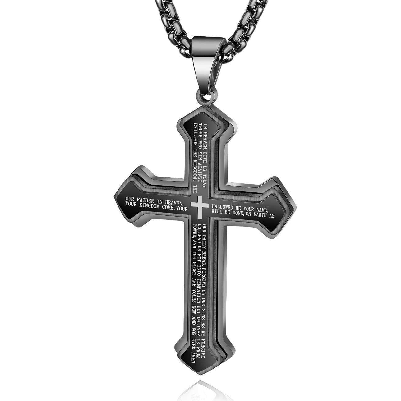 Stainless Steel Bible Text Cross Pendant