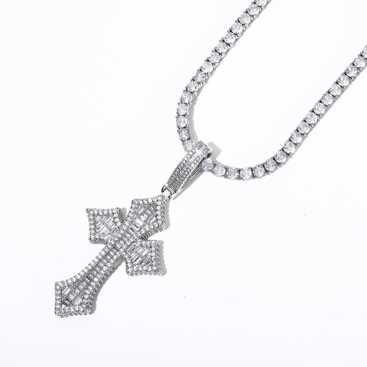 Copper and Zircon Cross Necklace