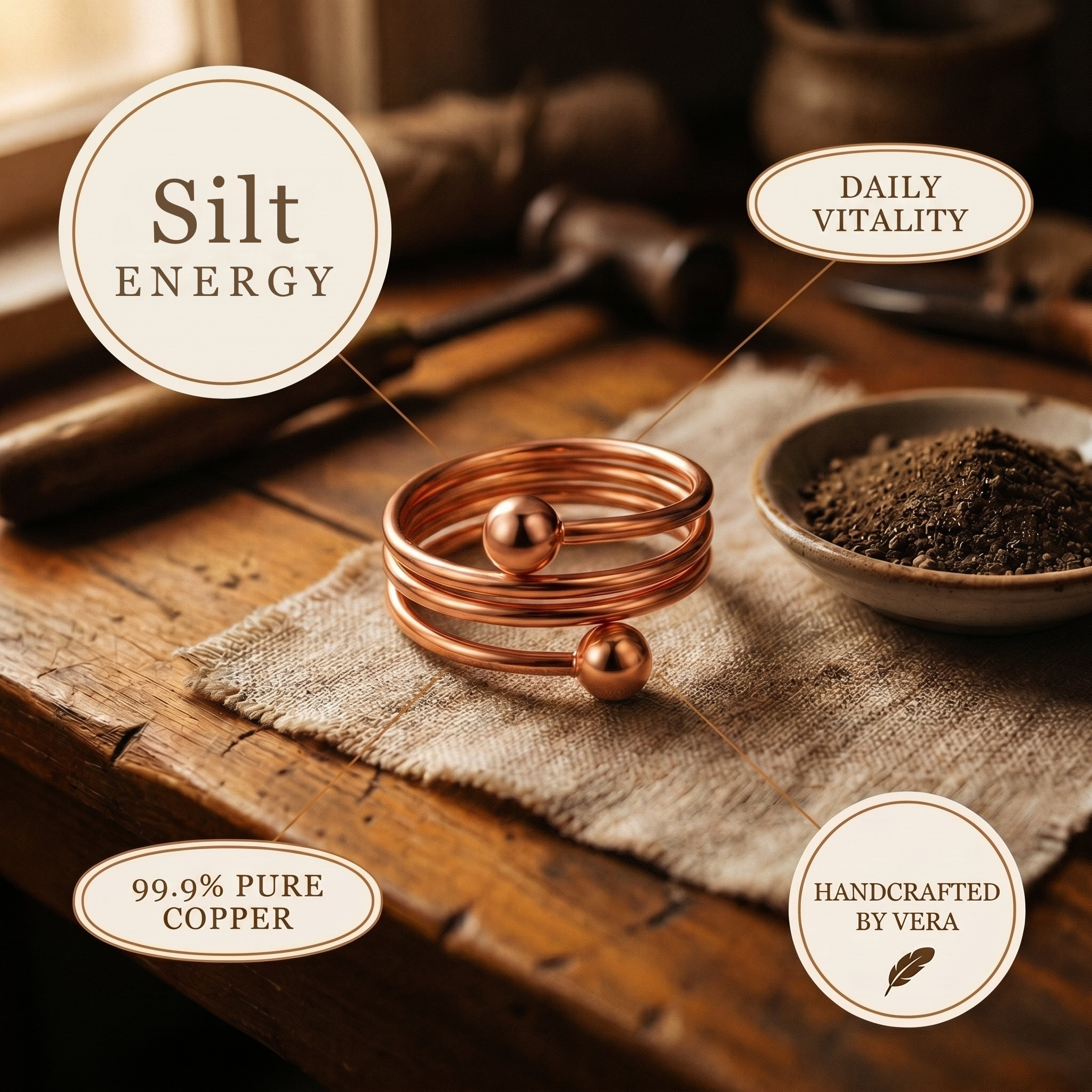 Copper Jewelry Silt Copper Ring