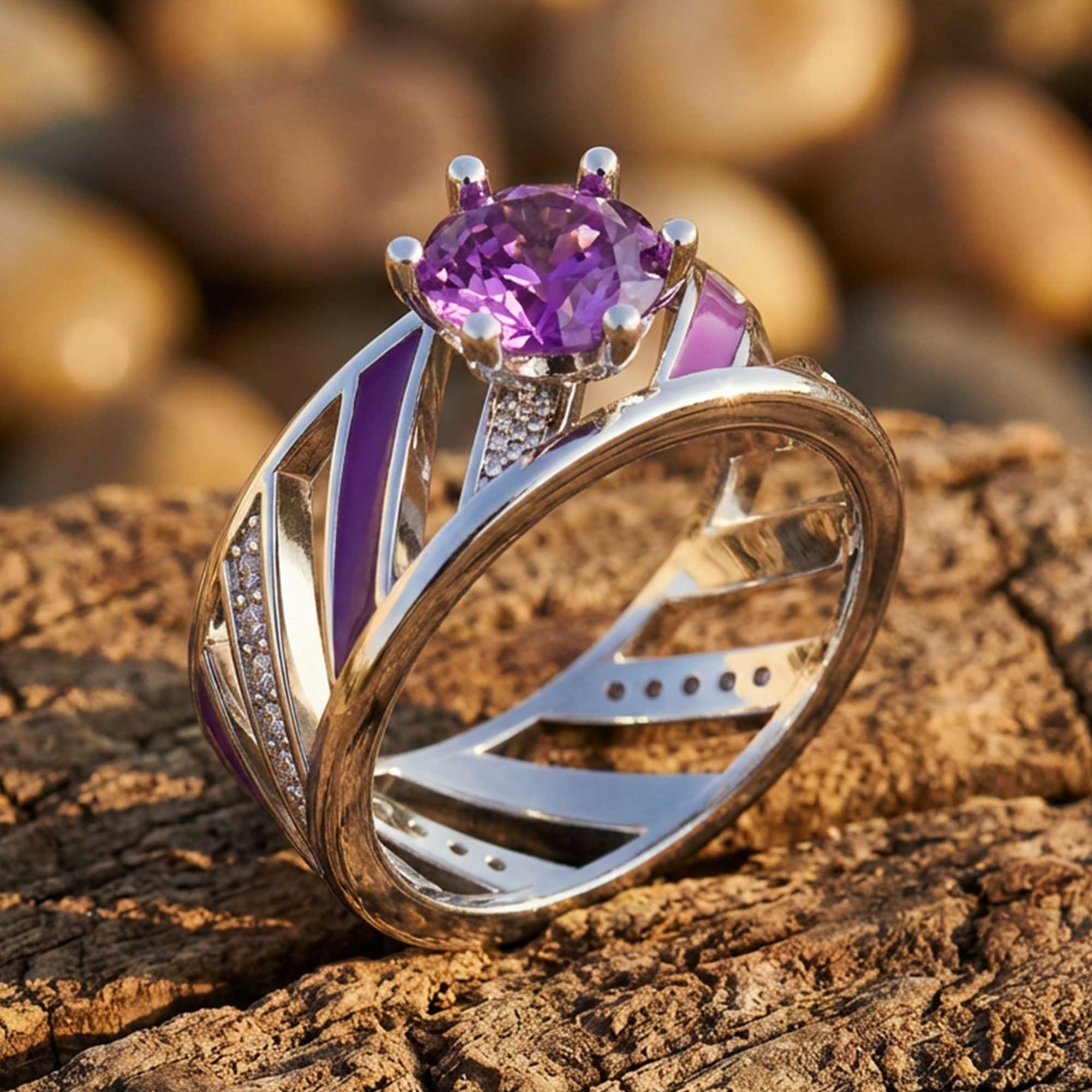 Aurora Veil Ring - Amethyst