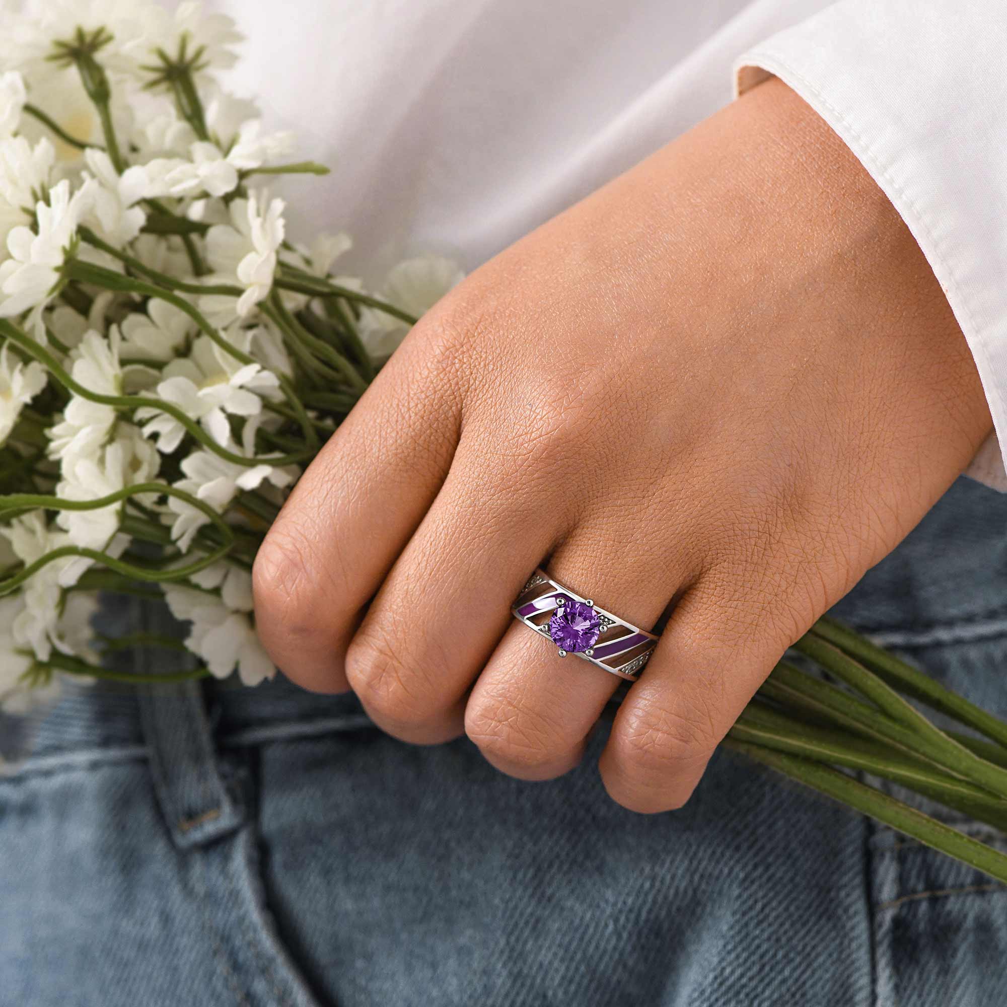 Aurora Veil Ring - Amethyst
