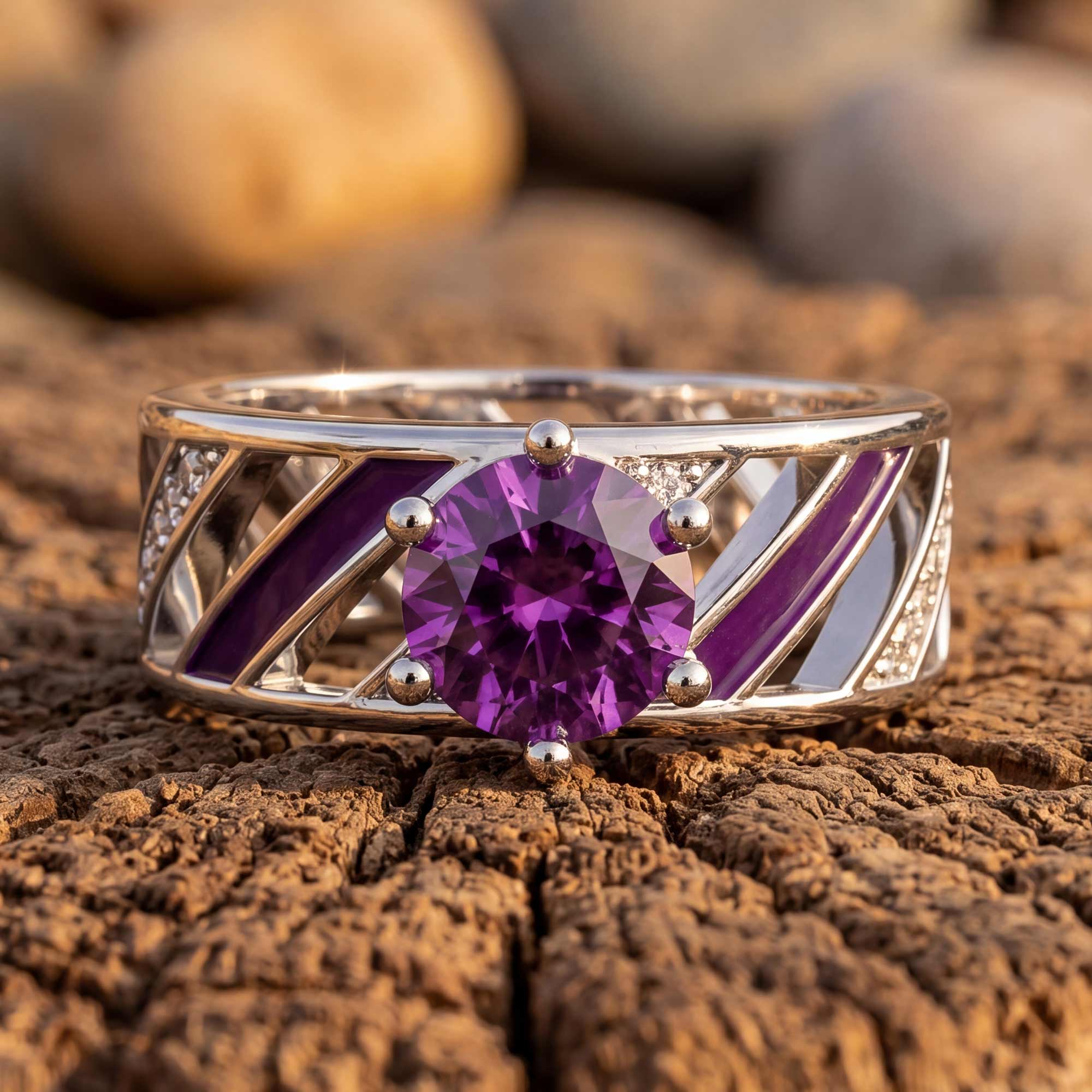 Aurora Veil Ring - Amethyst