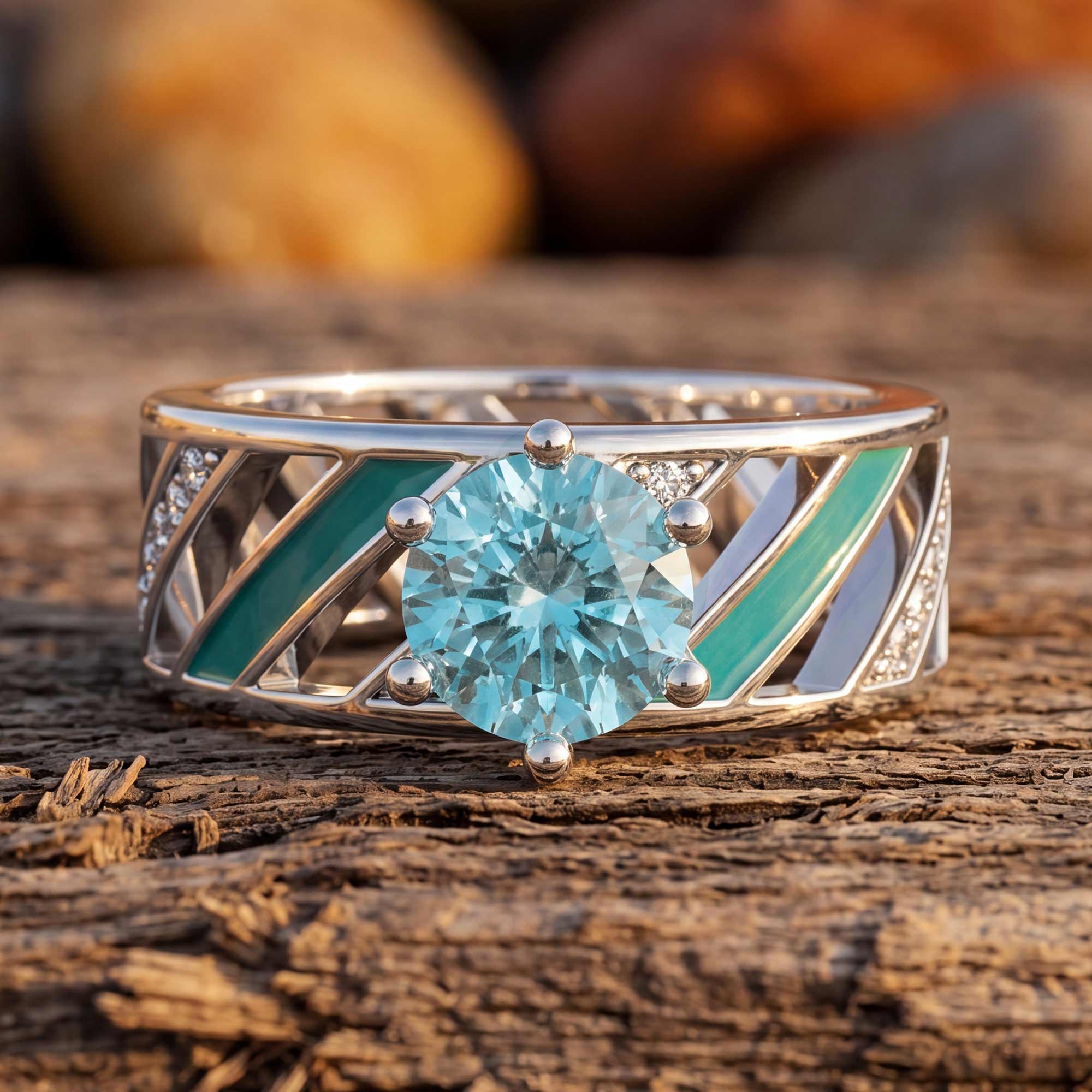 Aurora Veil Ring - Aquamarine