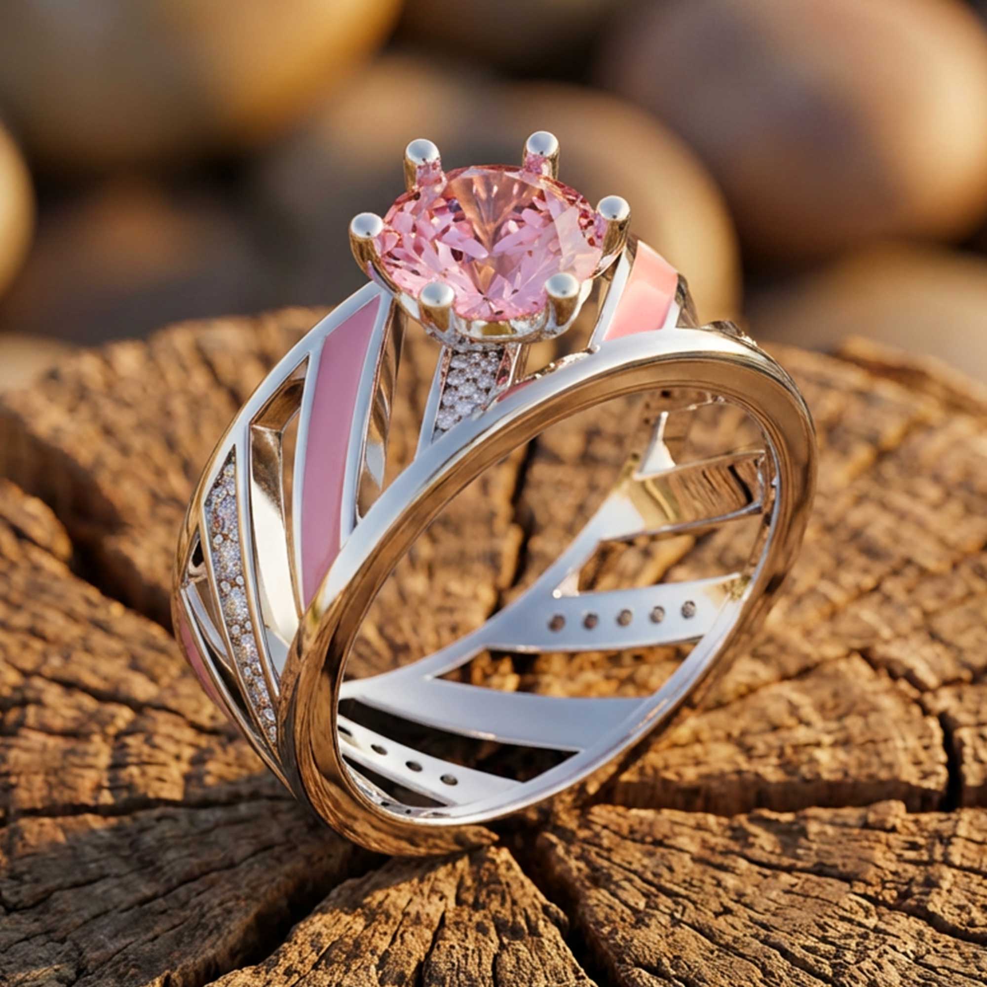 Aurora Veil Ring - Rose Quartz