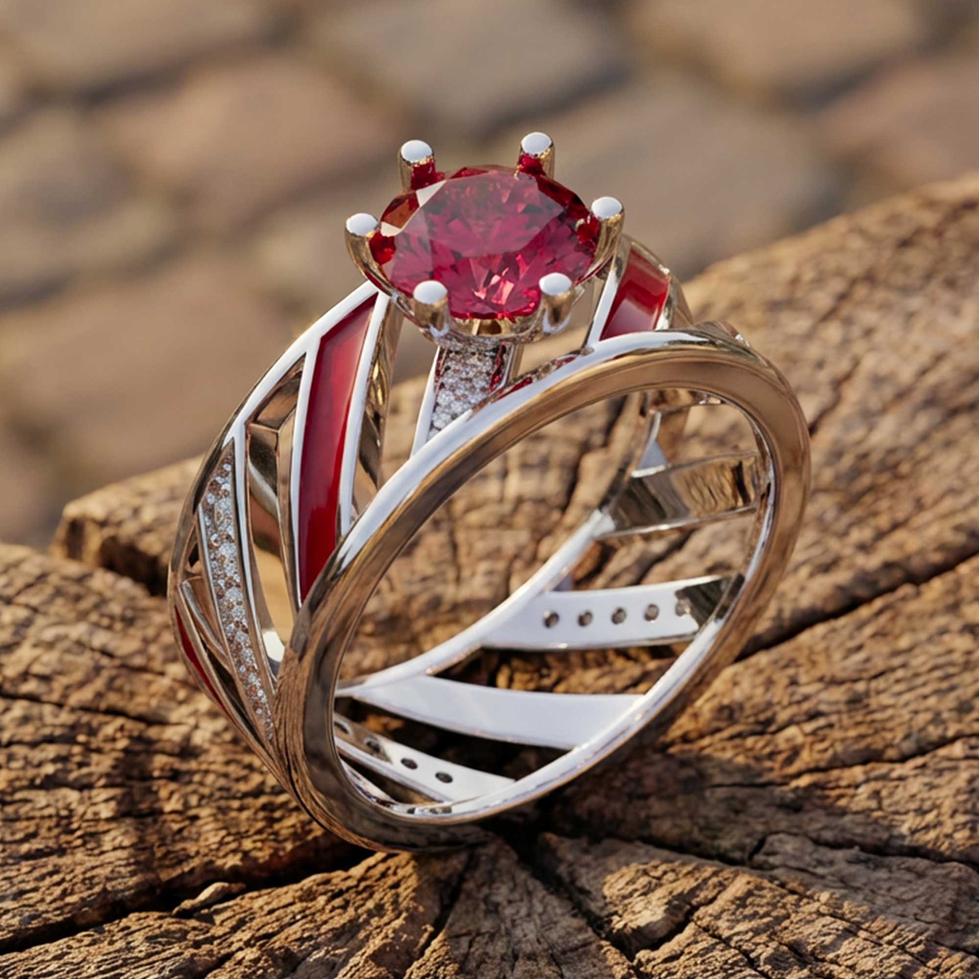 Aurora Veil Ring - Ruby
