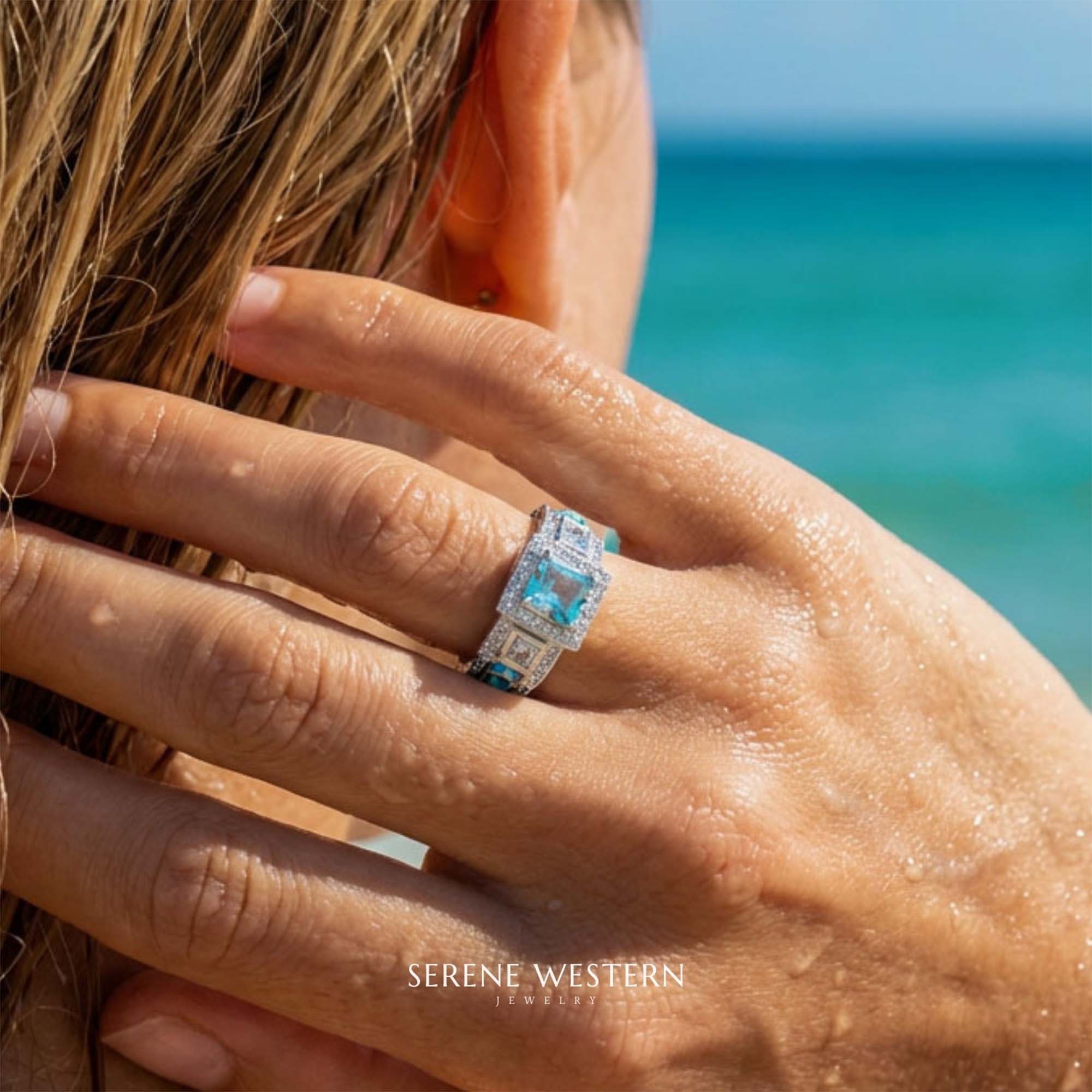 Azure Lighthouse Ring - Aquamarine