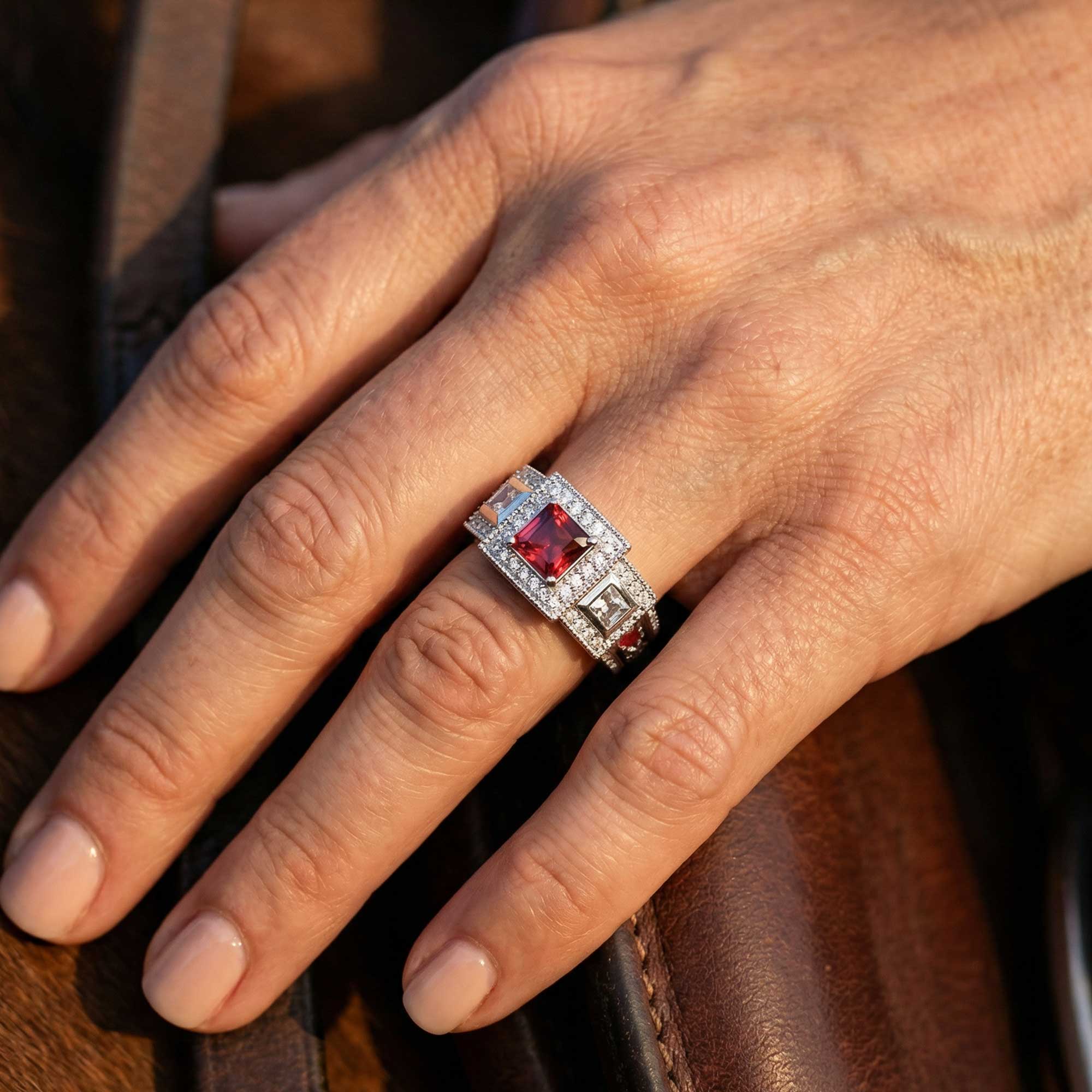 Azure Lighthouse Ring - Ruby