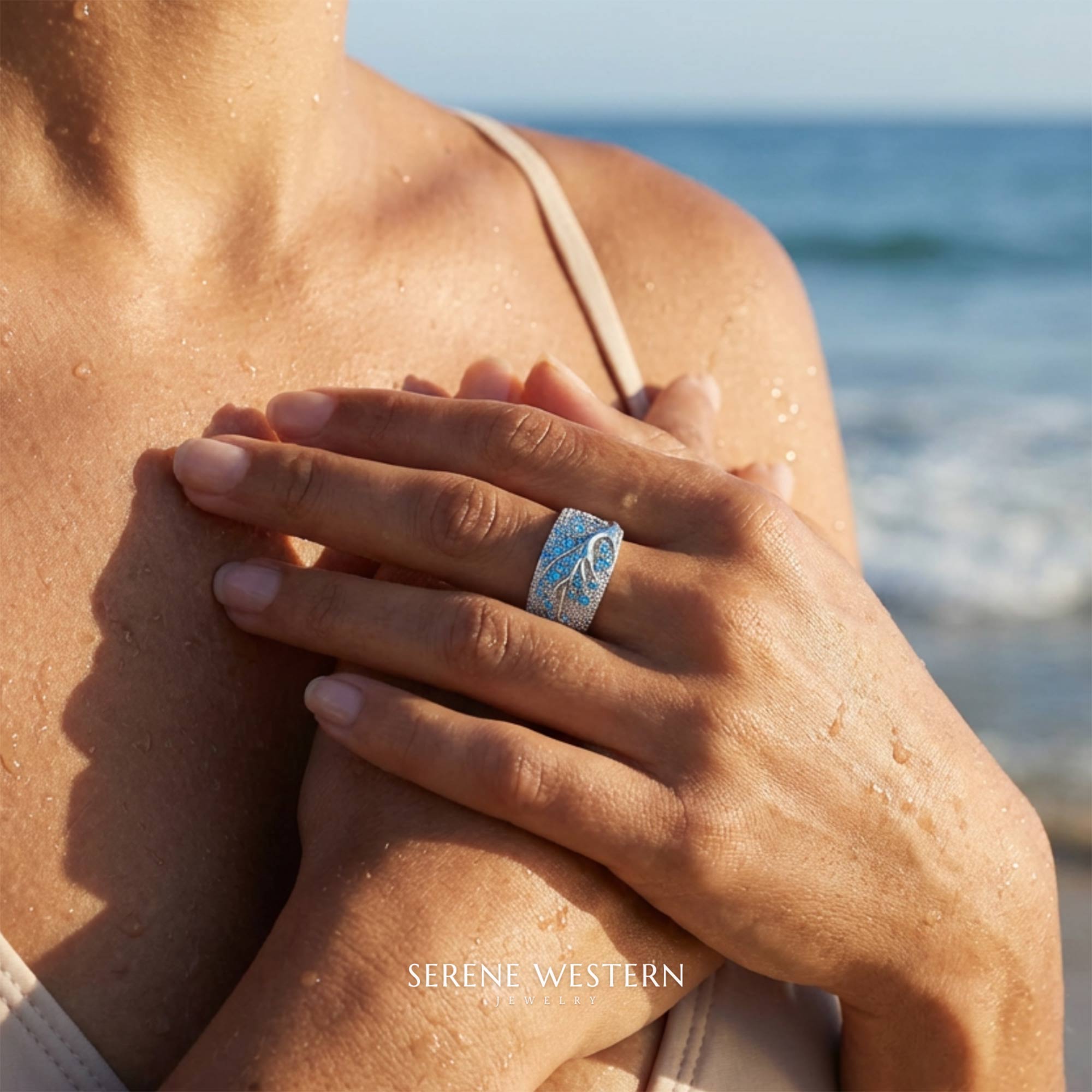 Bubblewaltz Ring - Aquamarine