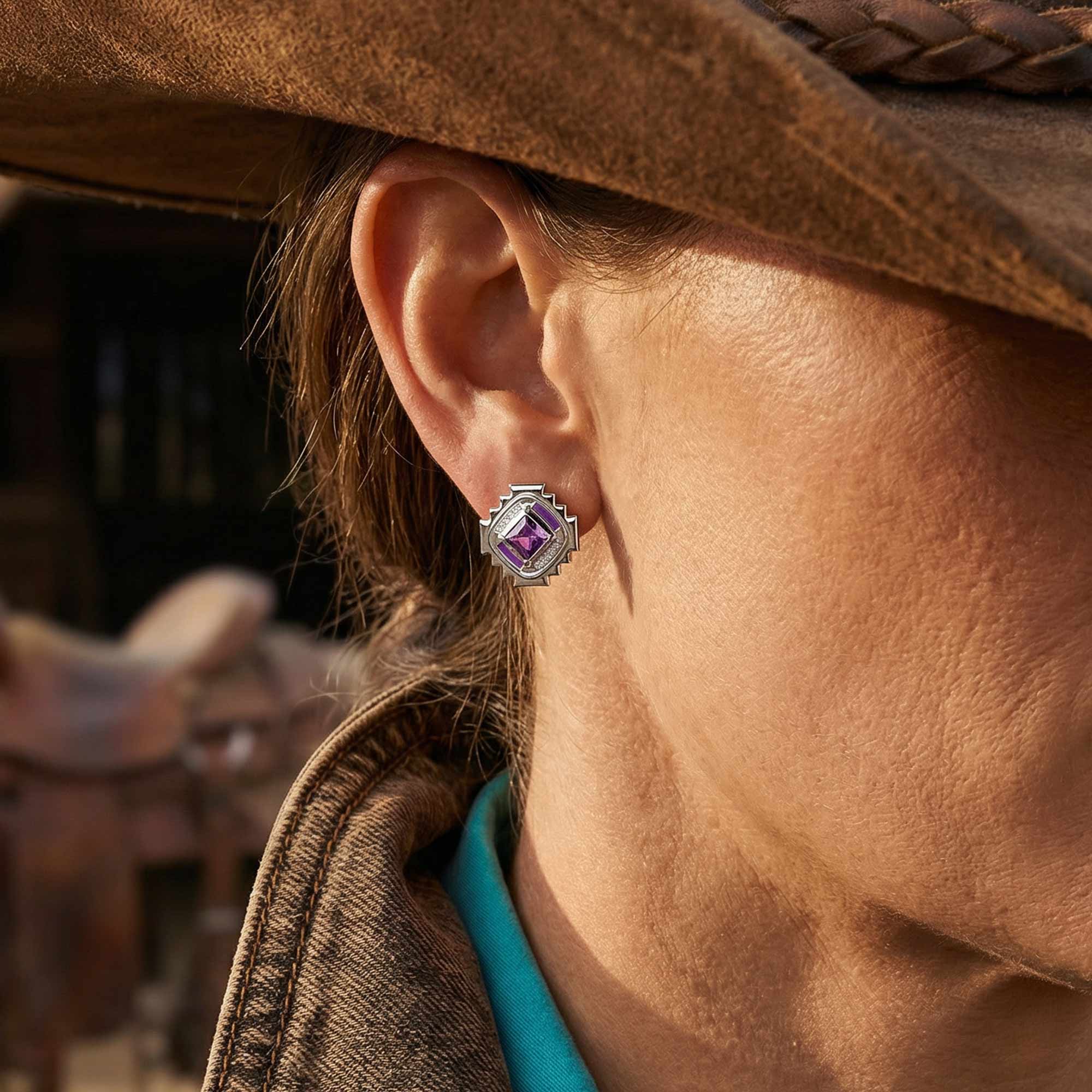 Cascading Ridges Earrings - Amethyst