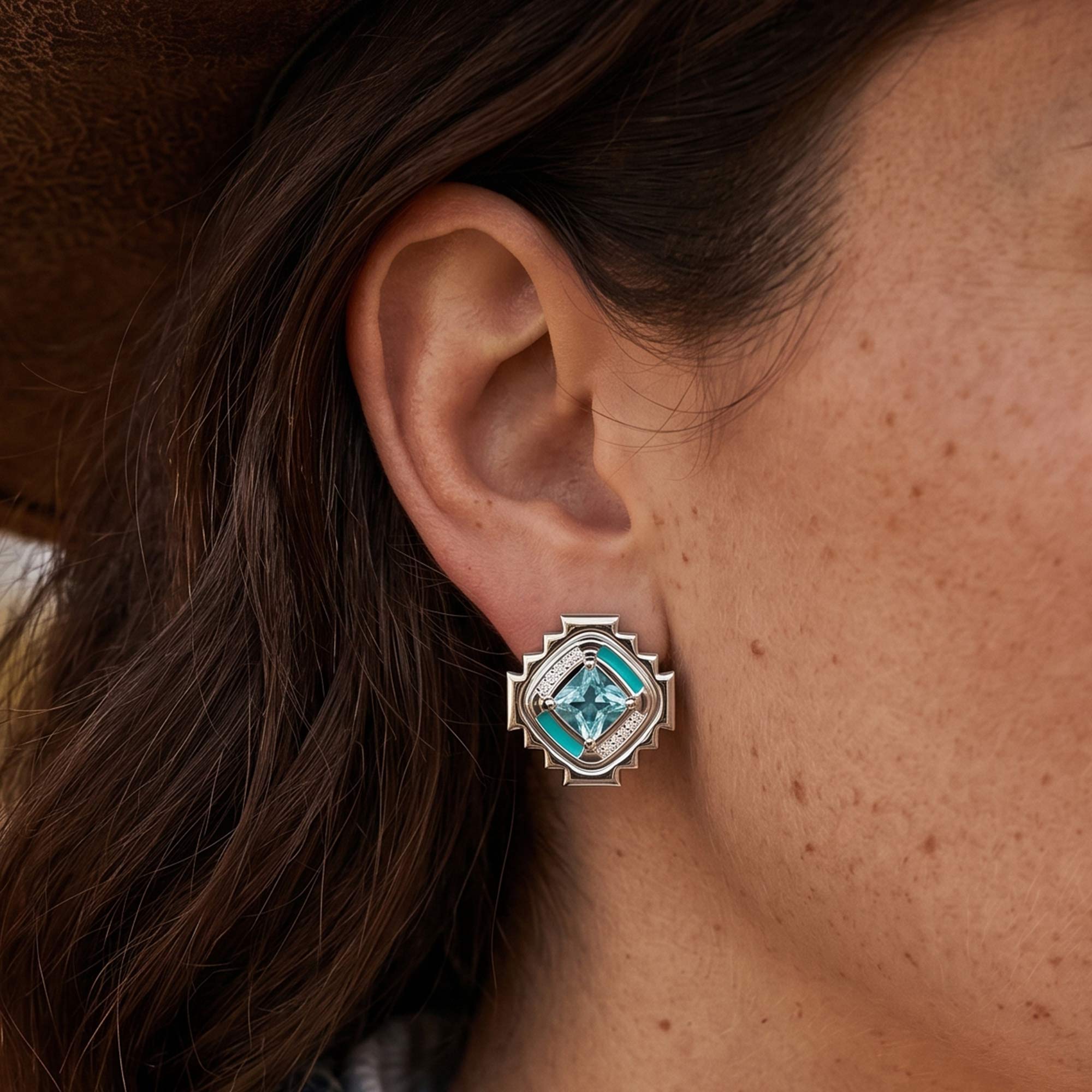 Cascading Ridges Earrings - Aquamarine