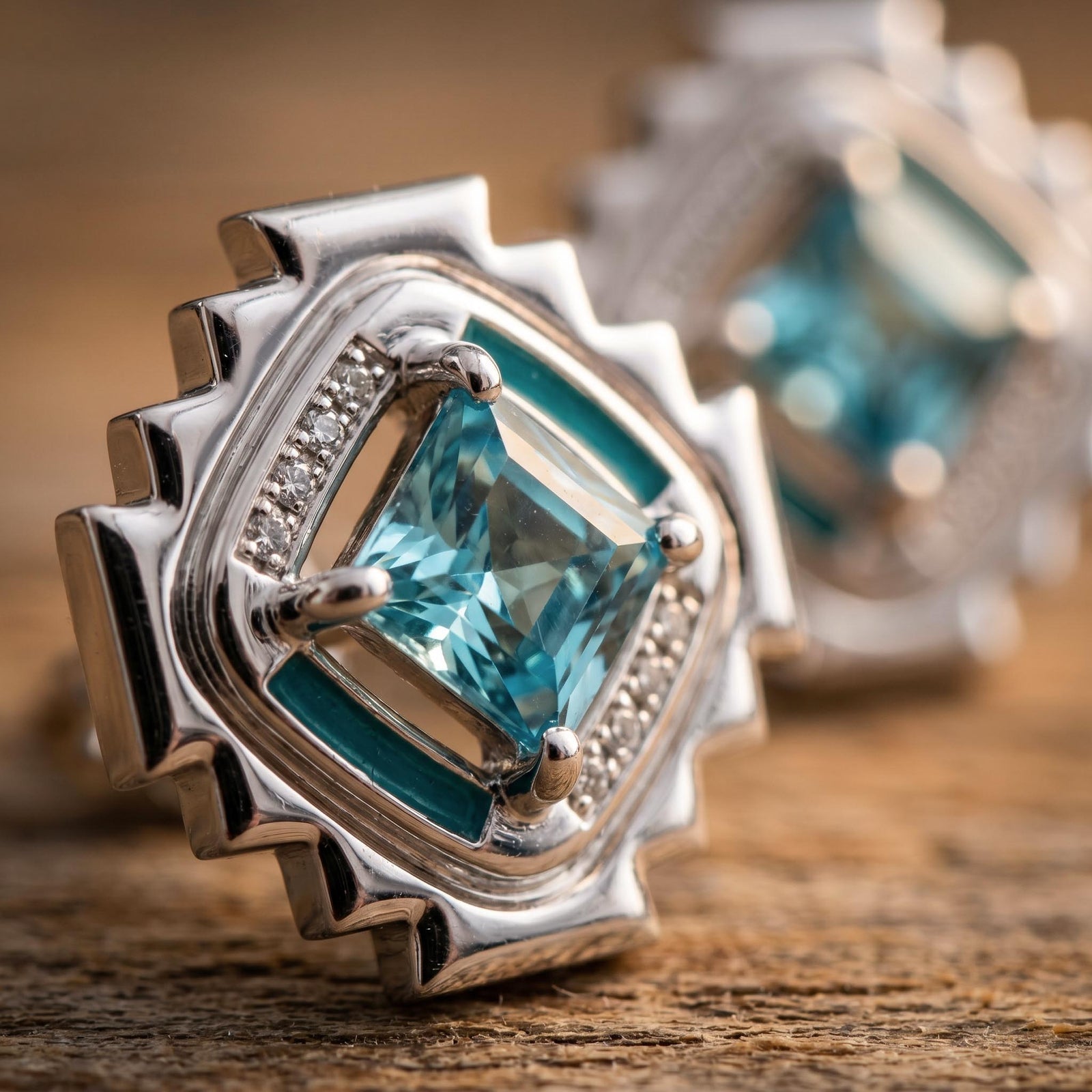 Cascading Ridges Earrings - Aquamarine