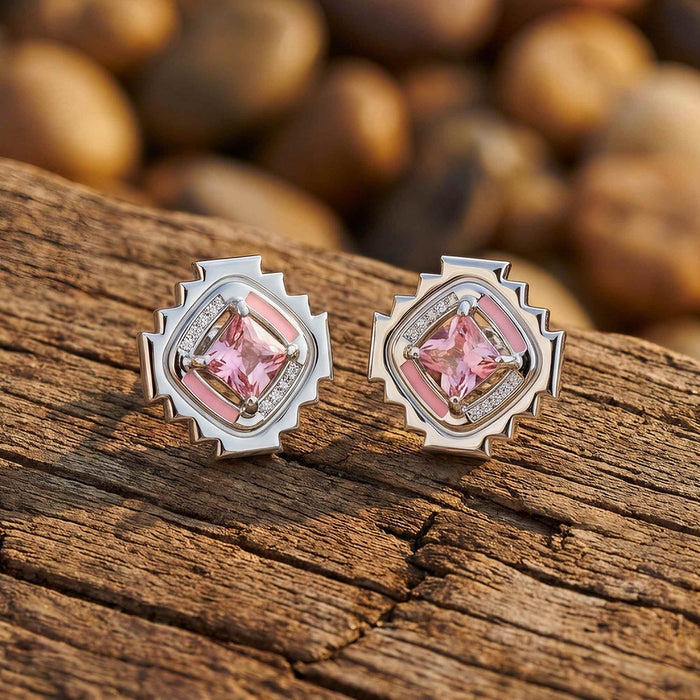 Cascading Ridges Earrings - Rose Quartz