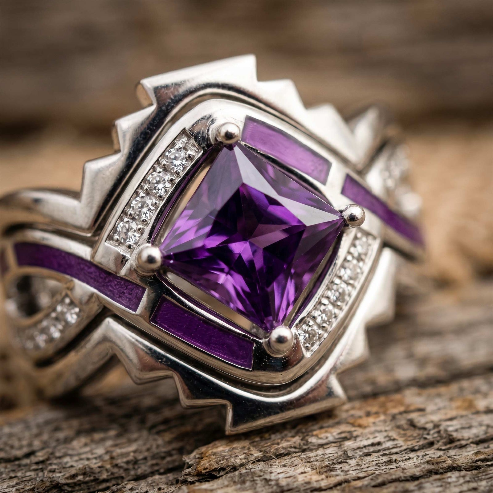 Cascading Ridges Ring - Amethyst