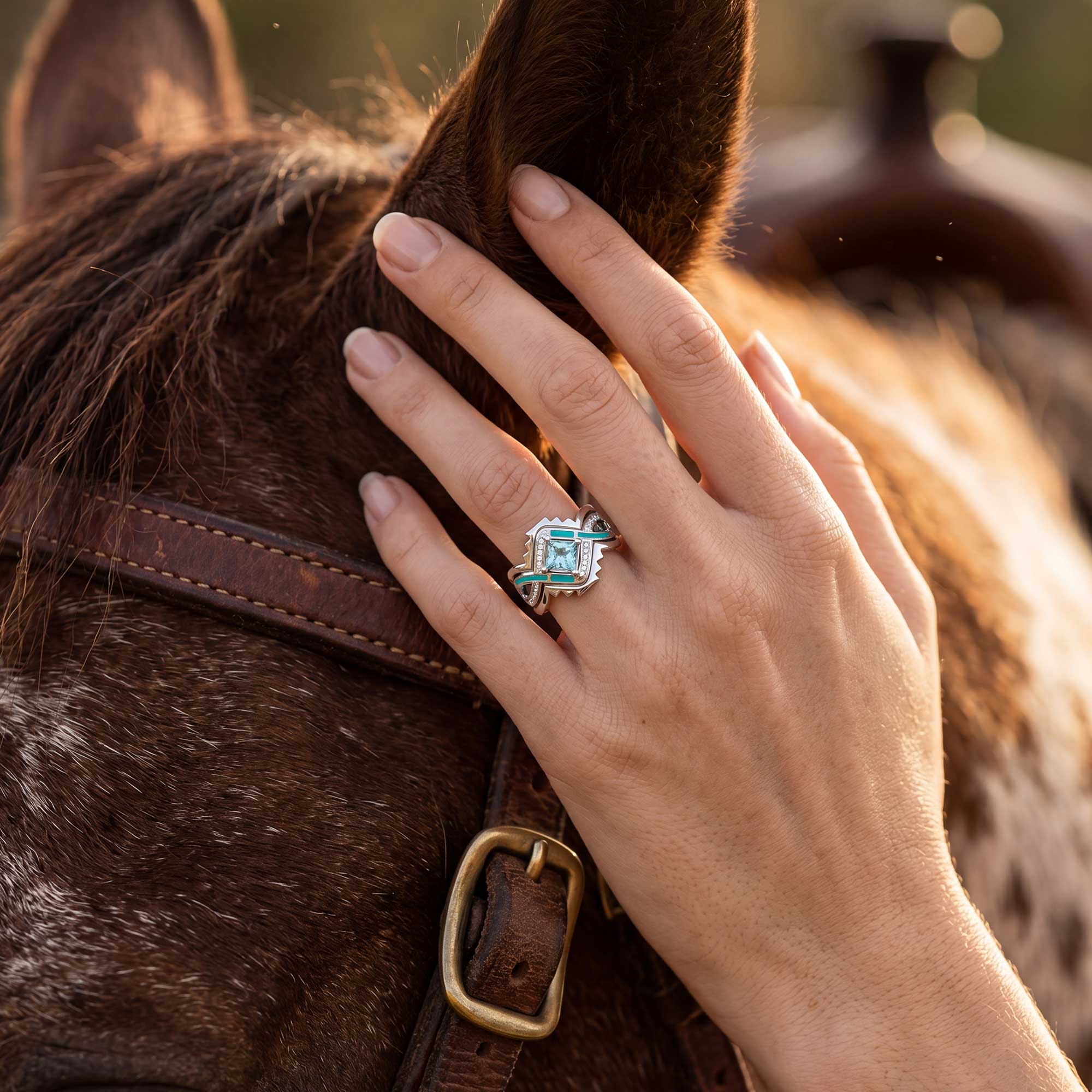 Cascading Ridges Ring - Aquamarine