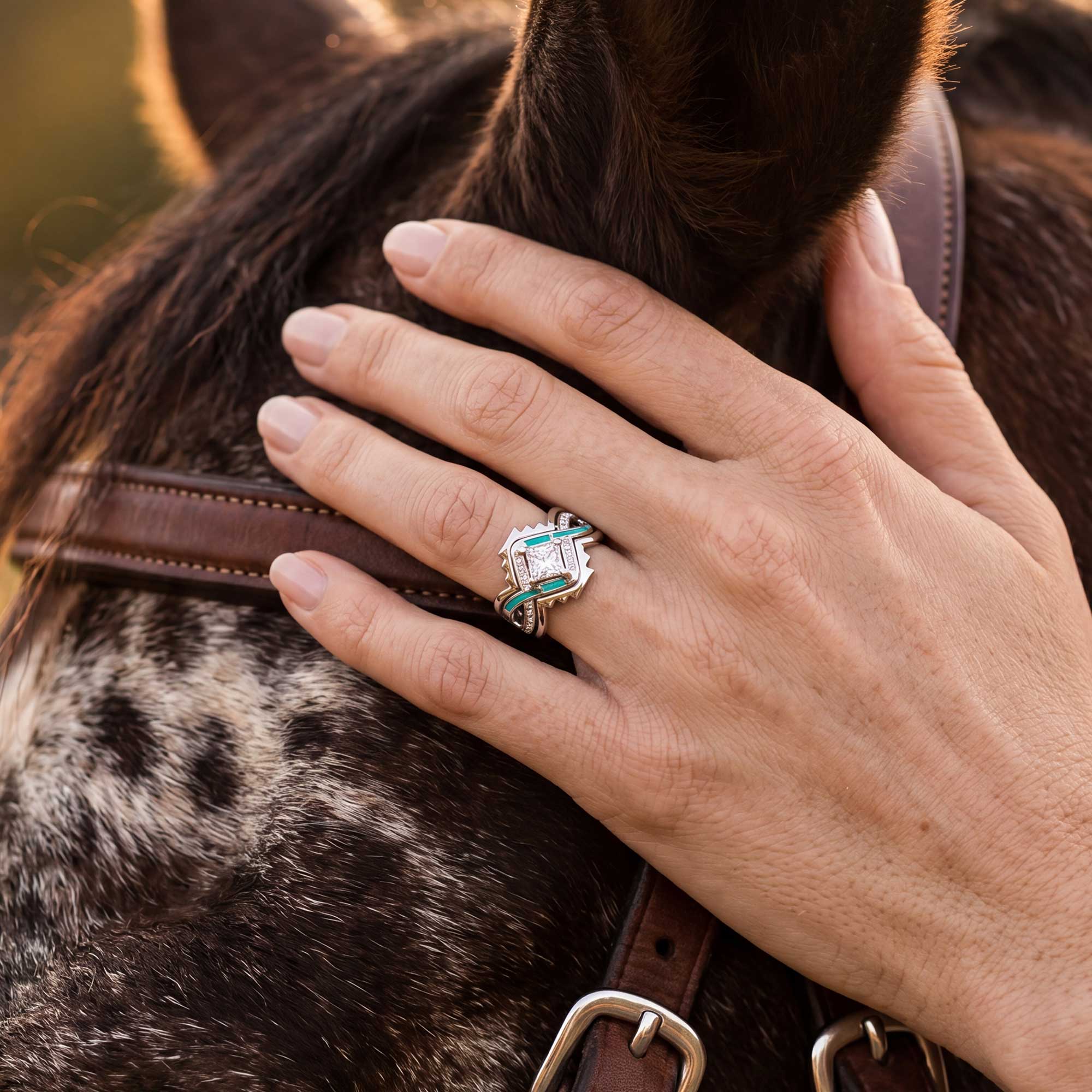 Cascading Ridges Ring - Moissanite
