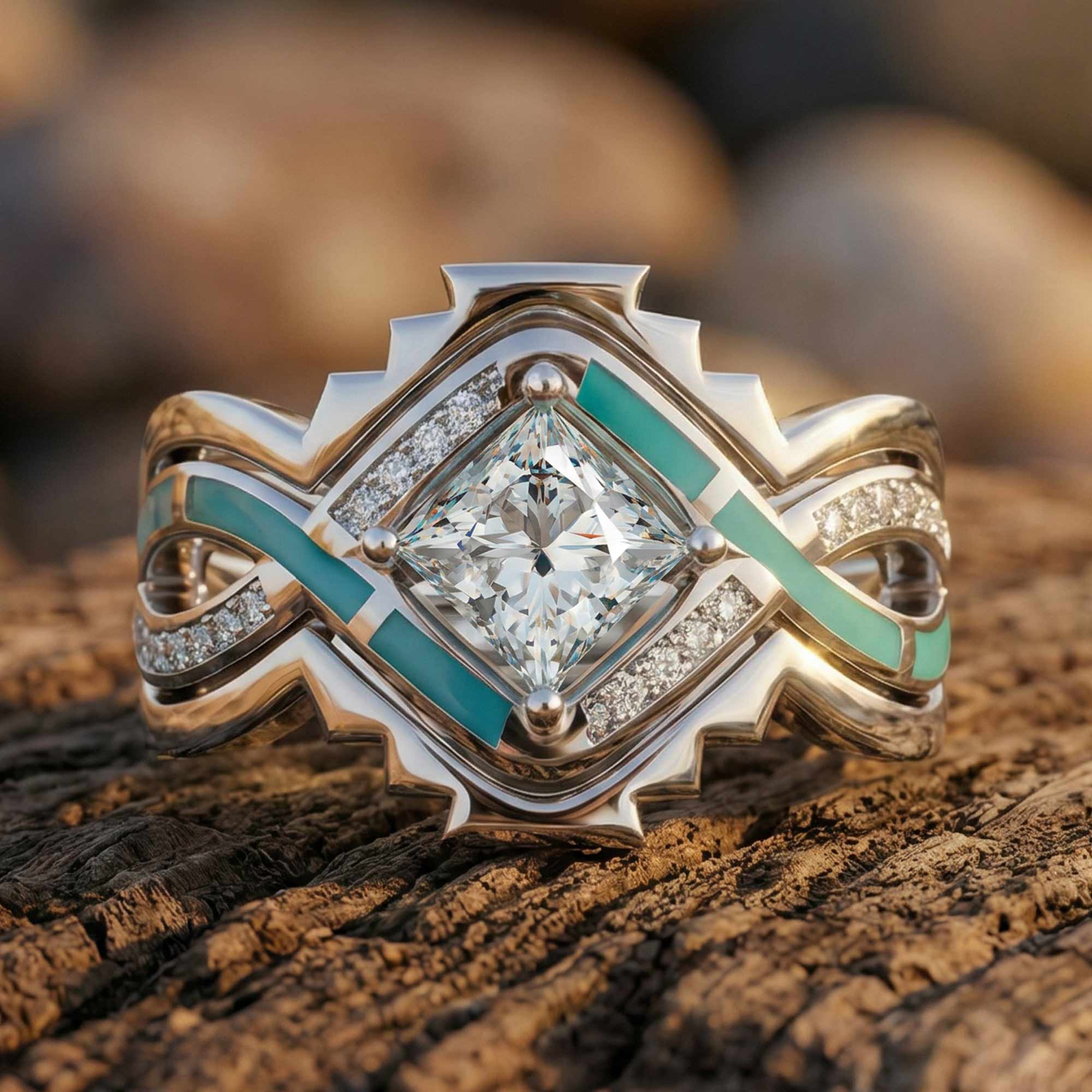 Cascading Ridges Ring - Moissanite