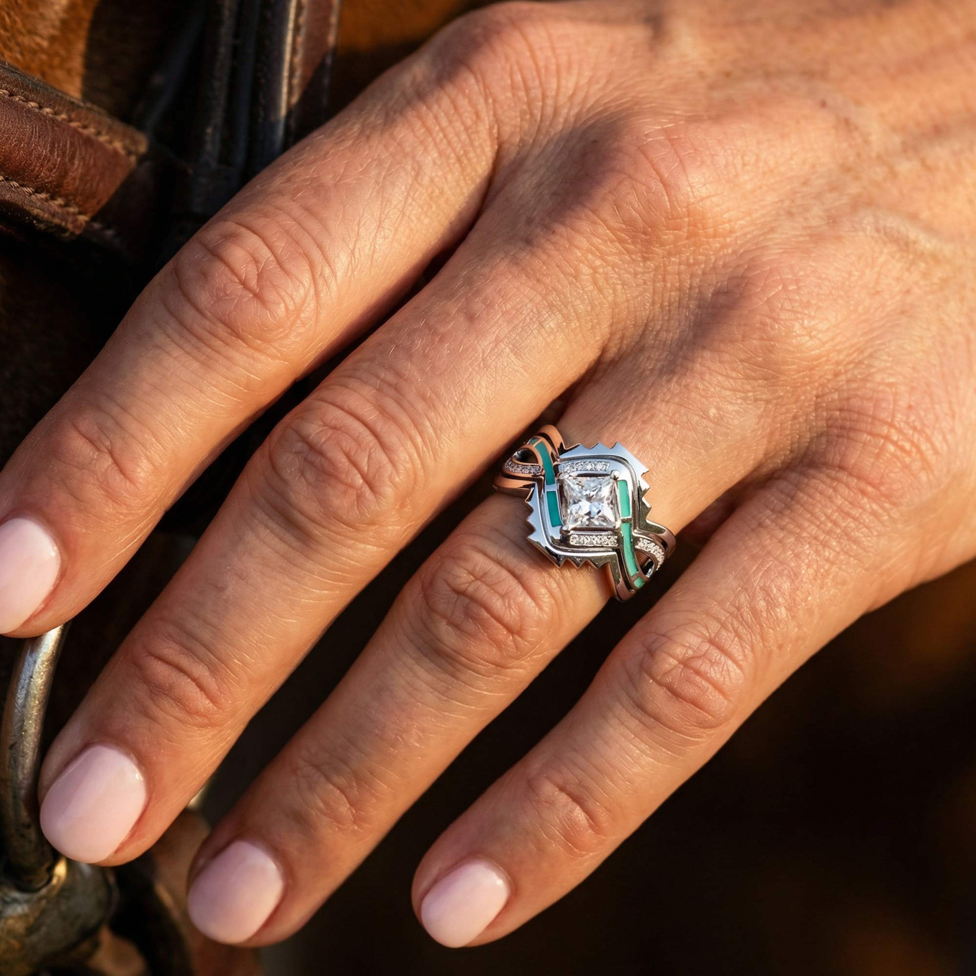 Cascading Ridges Ring - Moissanite