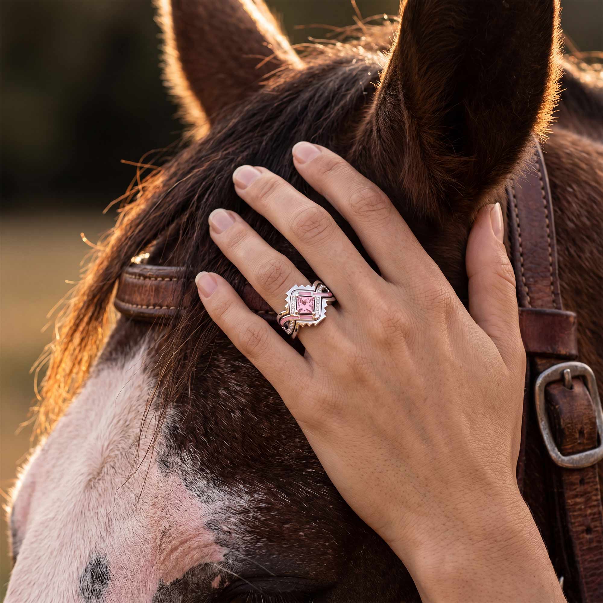 Cascading Ridges Ring - Rose Quartz