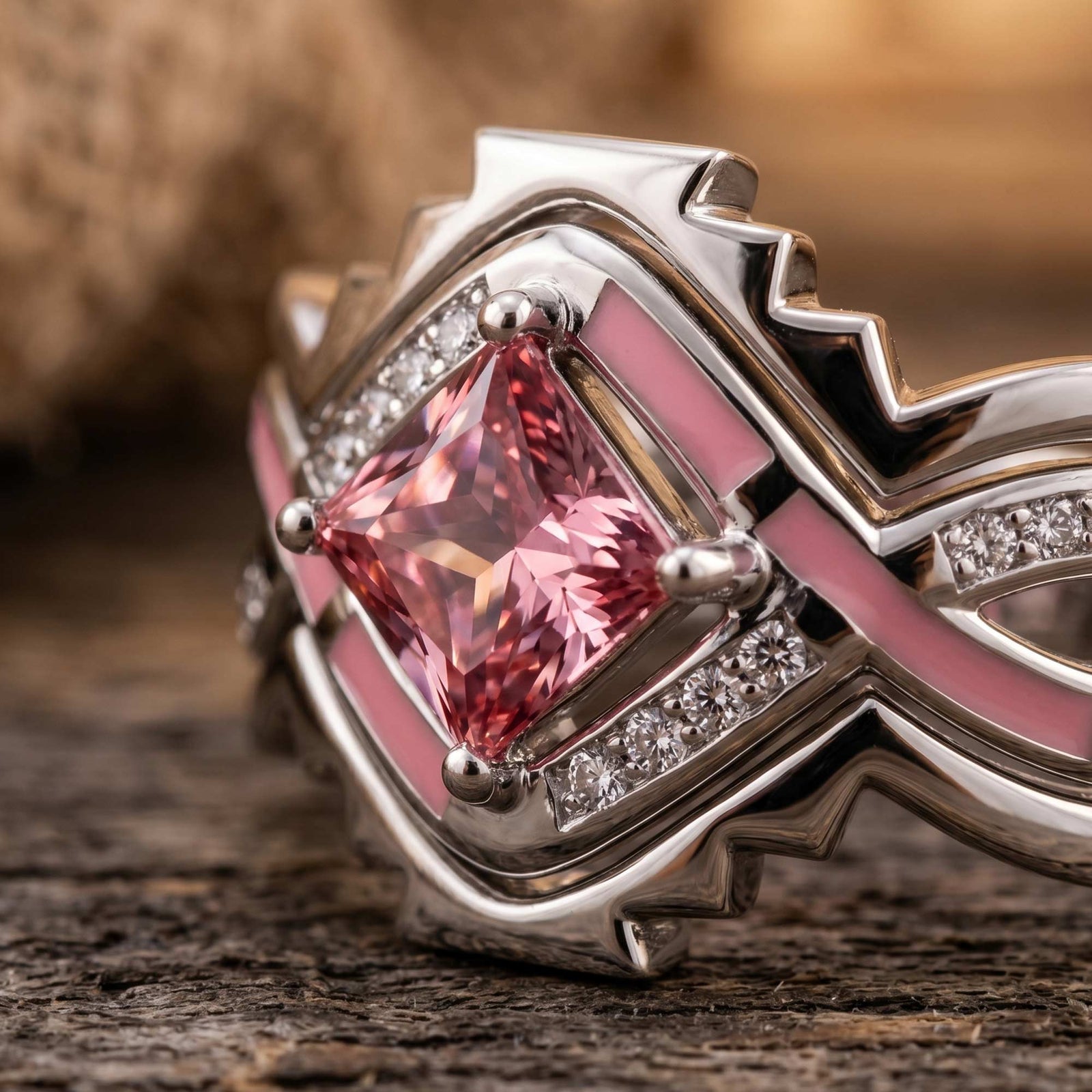 Cascading Ridges Ring - Rose Quartz