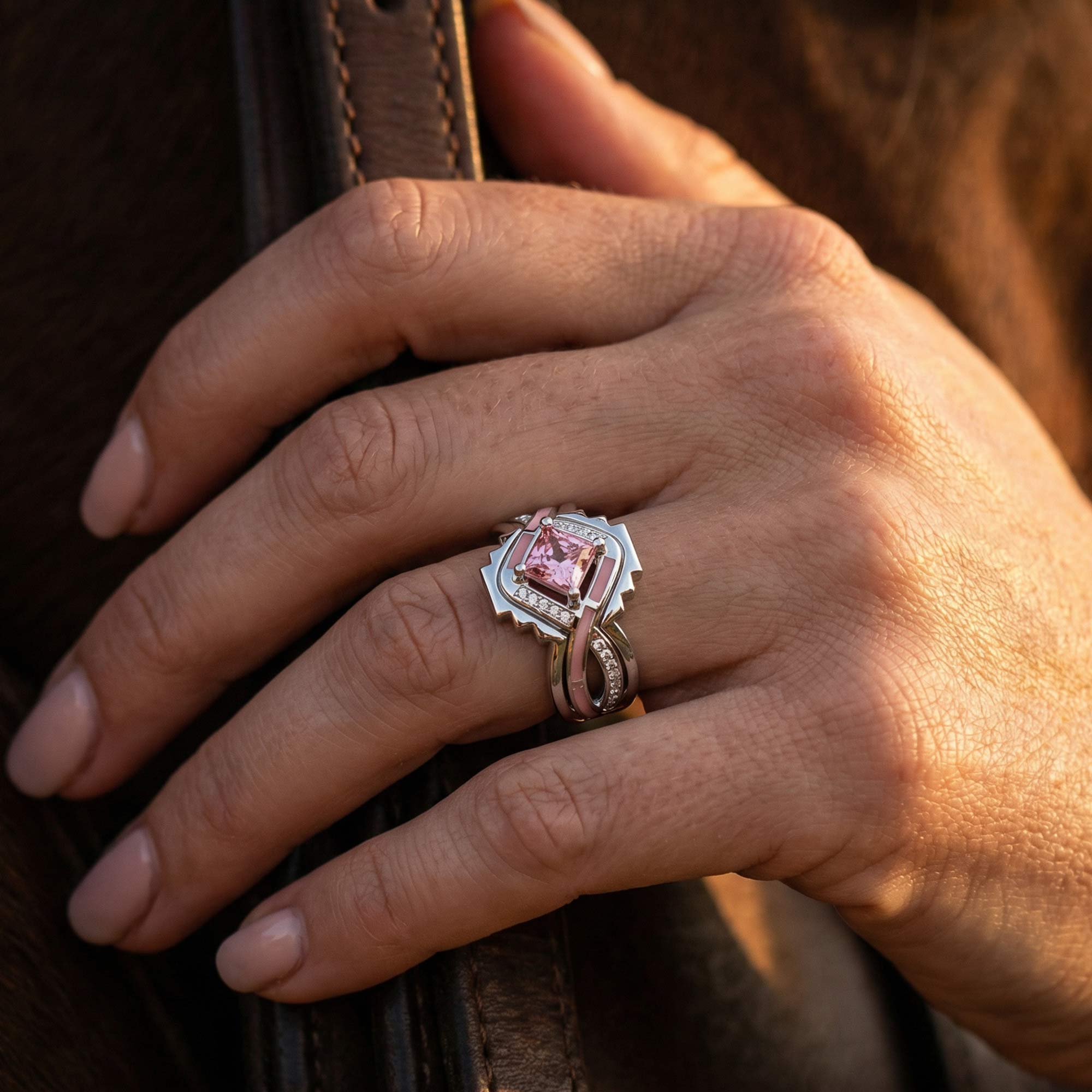 Cascading Ridges Ring - Rose Quartz