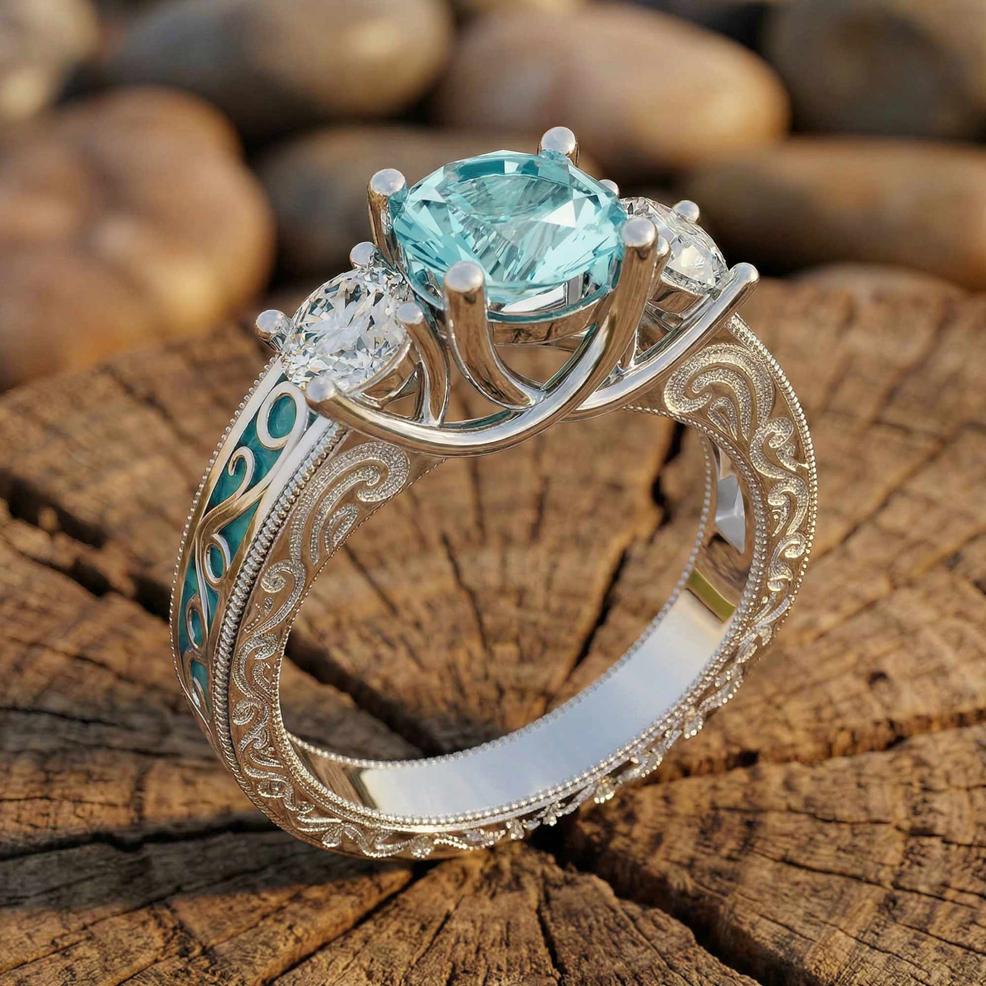 Century Romance Ring - Aquamarine