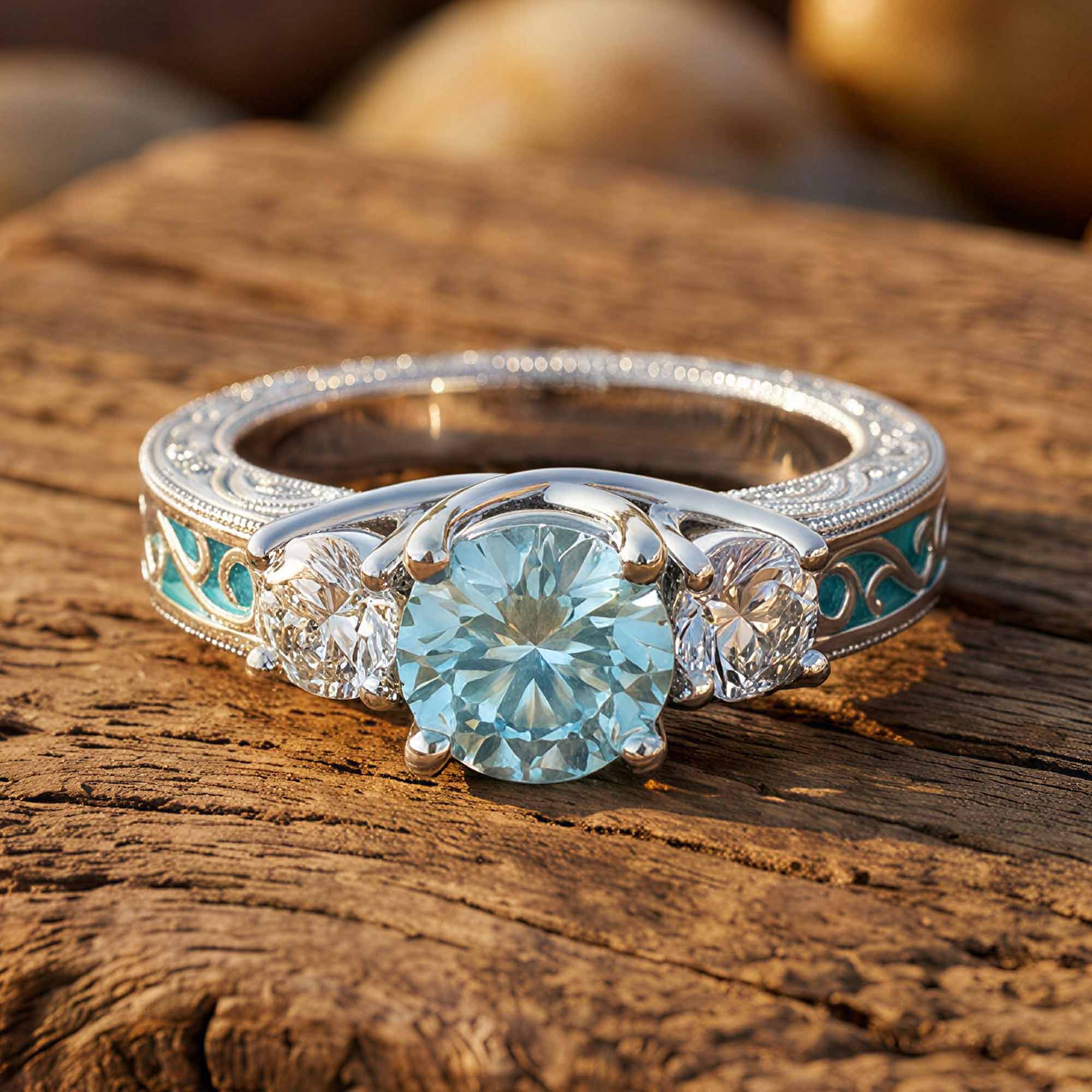 Century Romance Ring - Aquamarine