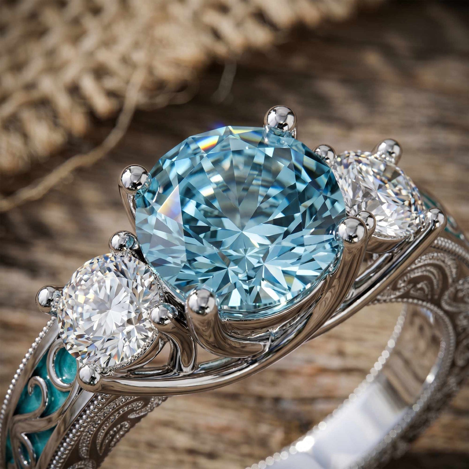 Century Romance Ring - Aquamarine