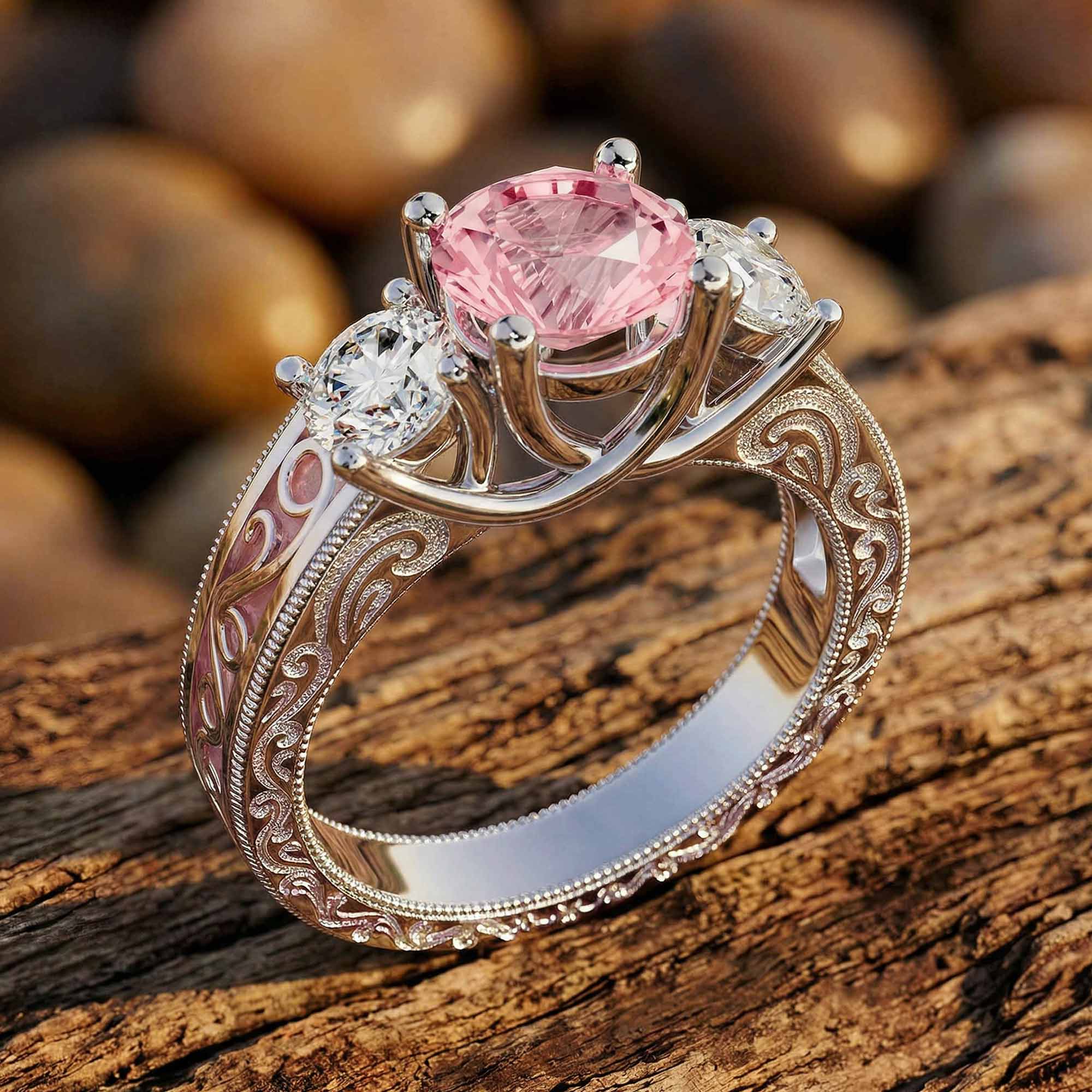 Century Romance Ring - Rose Quartz