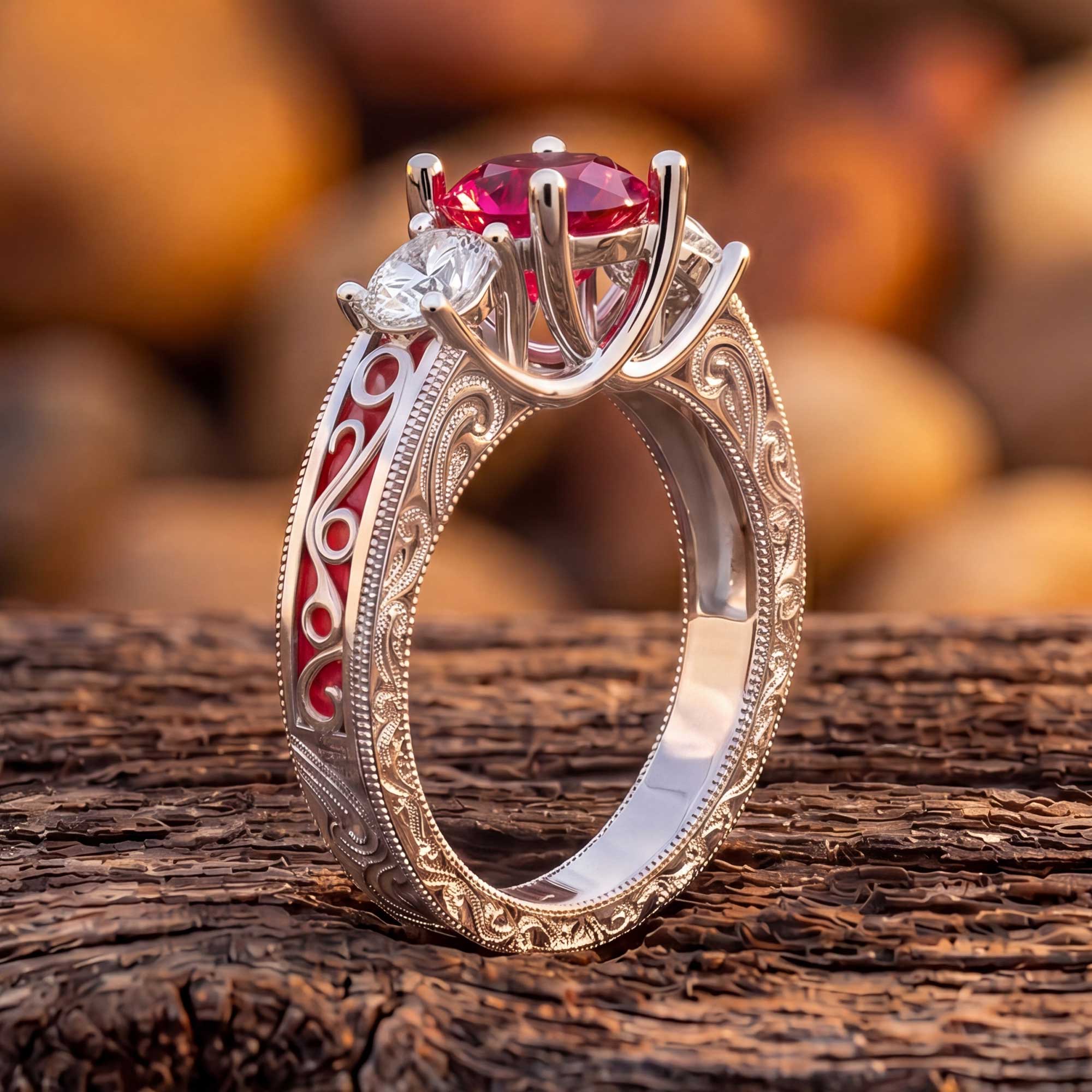 Century Romance Ring - Ruby