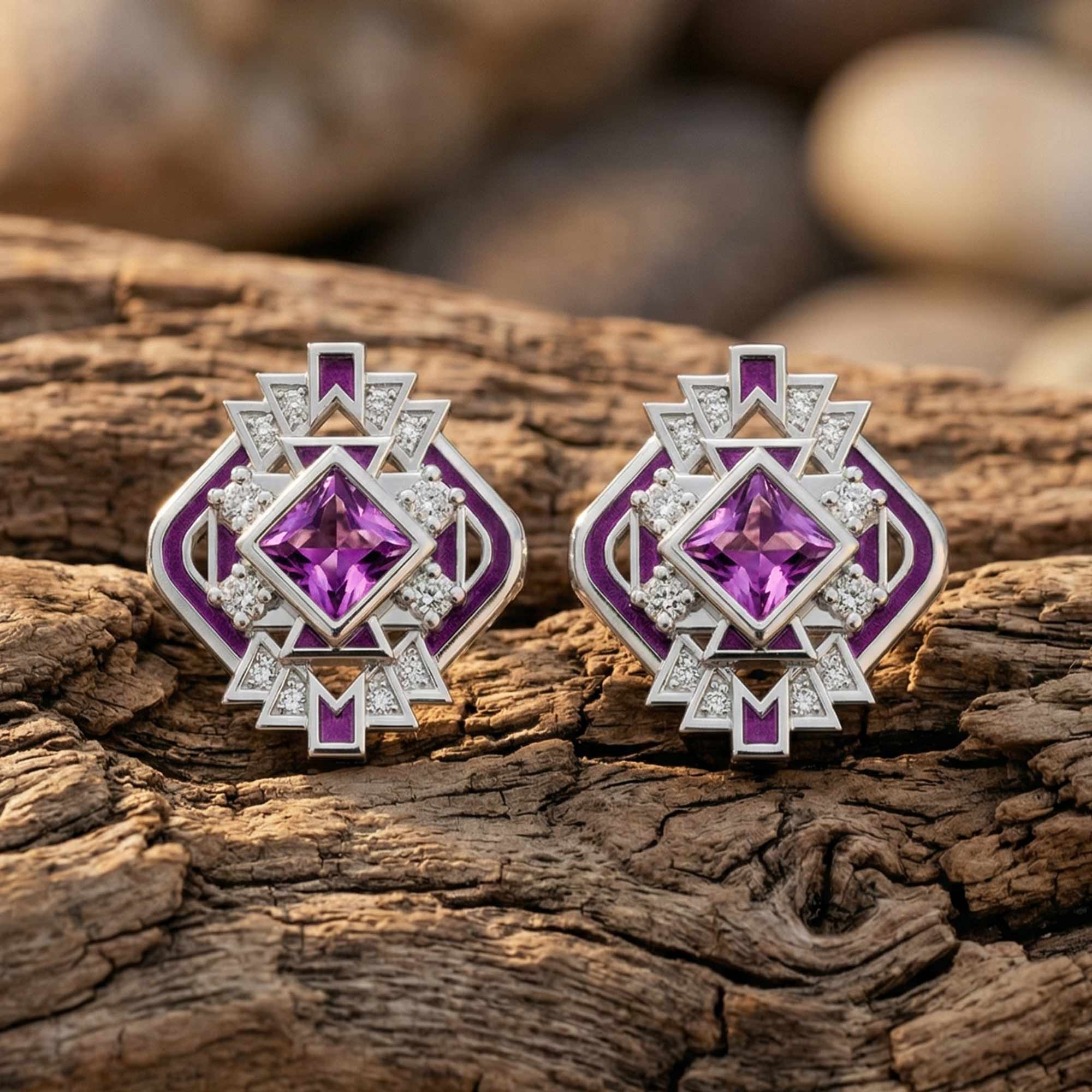 Chief's Crown Earrings - Amethyst