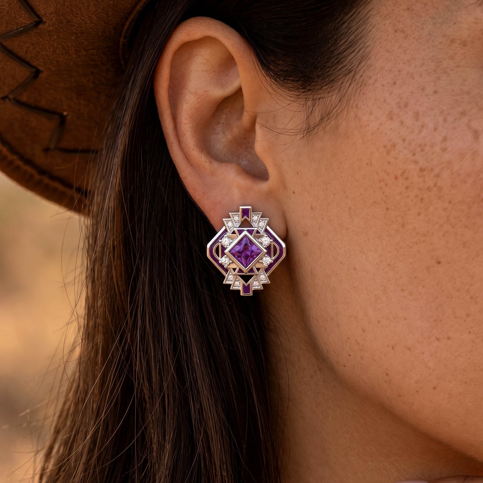 Chief's Crown Earrings - Amethyst