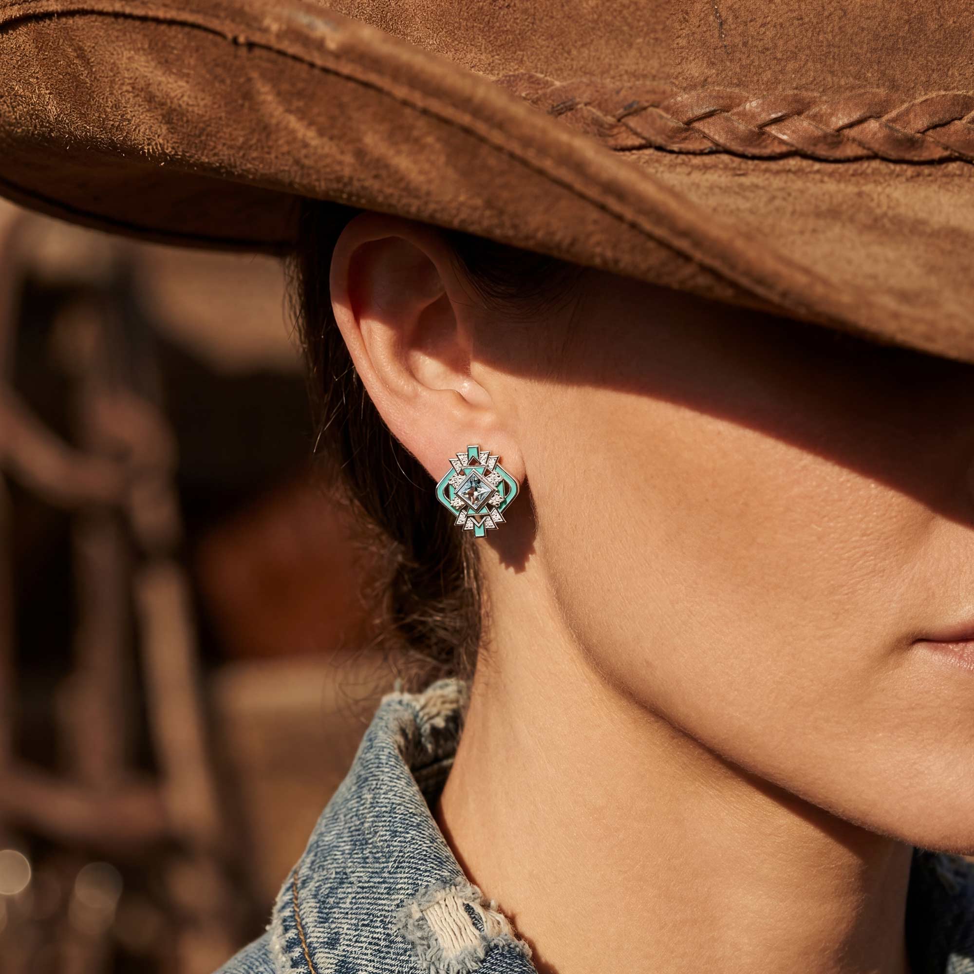 Chief's Crown Earrings - Aquamarine