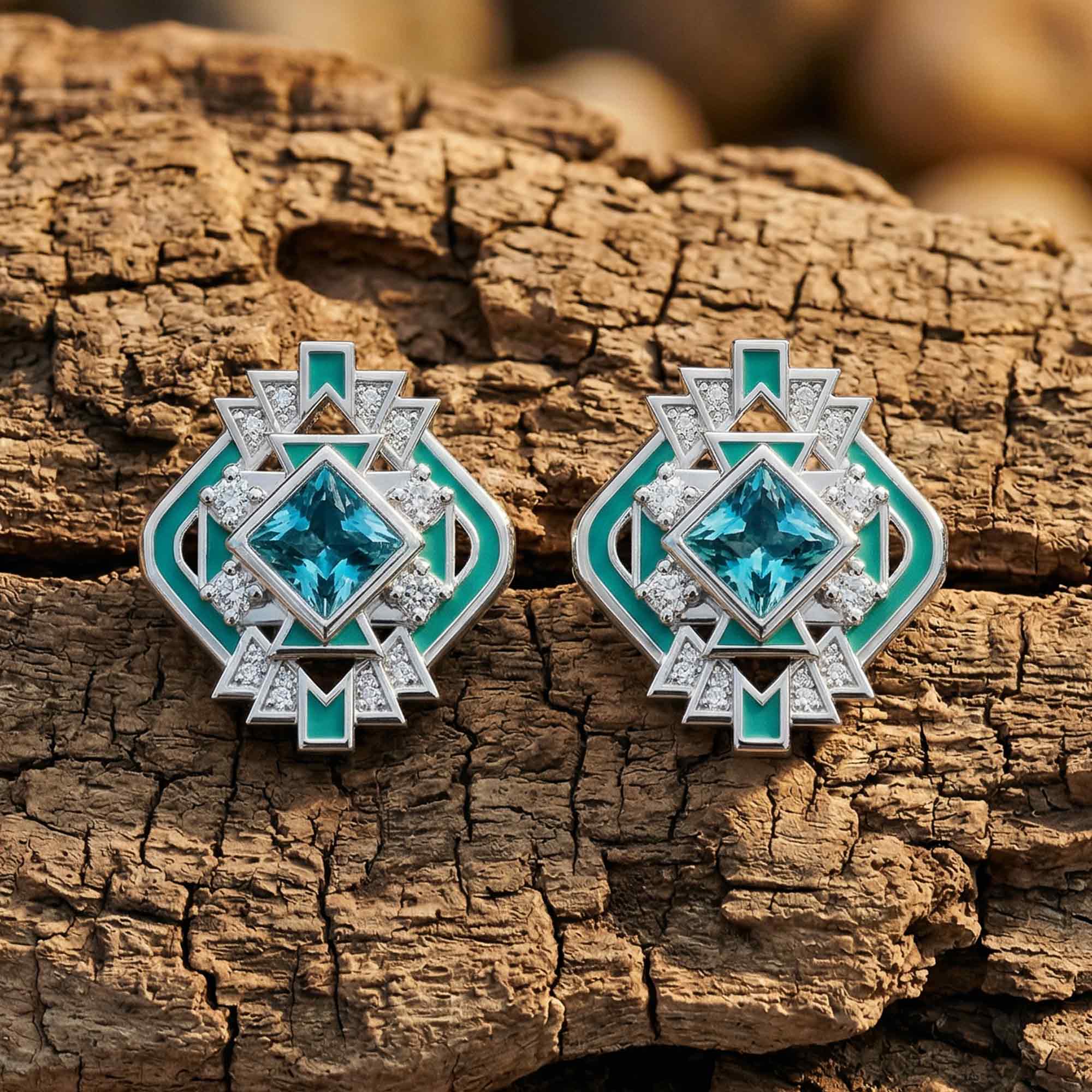 Chief's Crown Earrings - Aquamarine