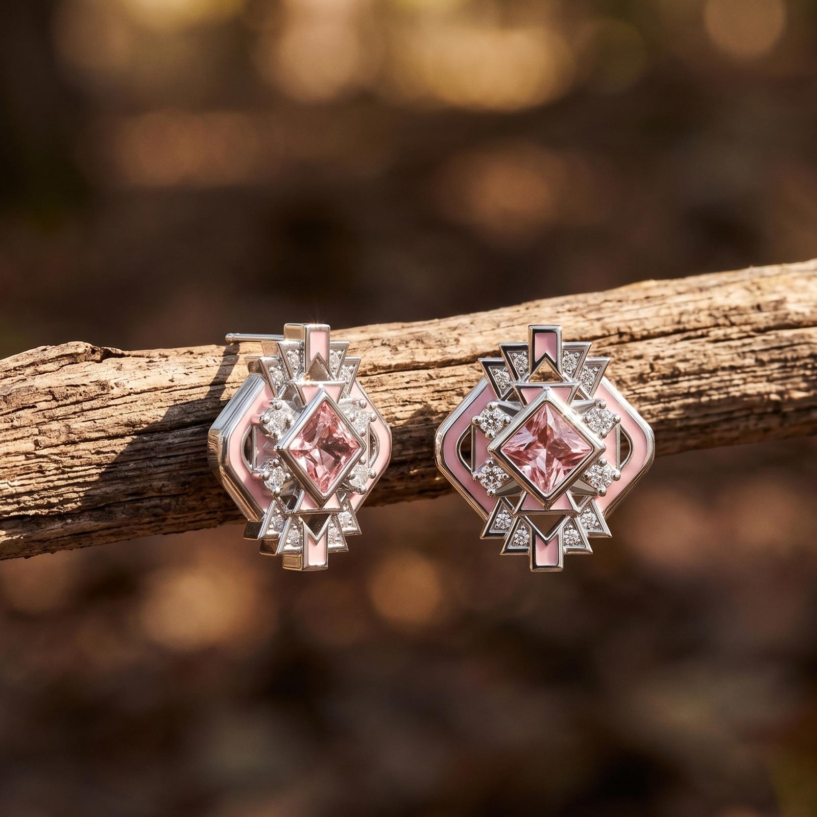 Chief's Crown Earrings - Rose Quartz