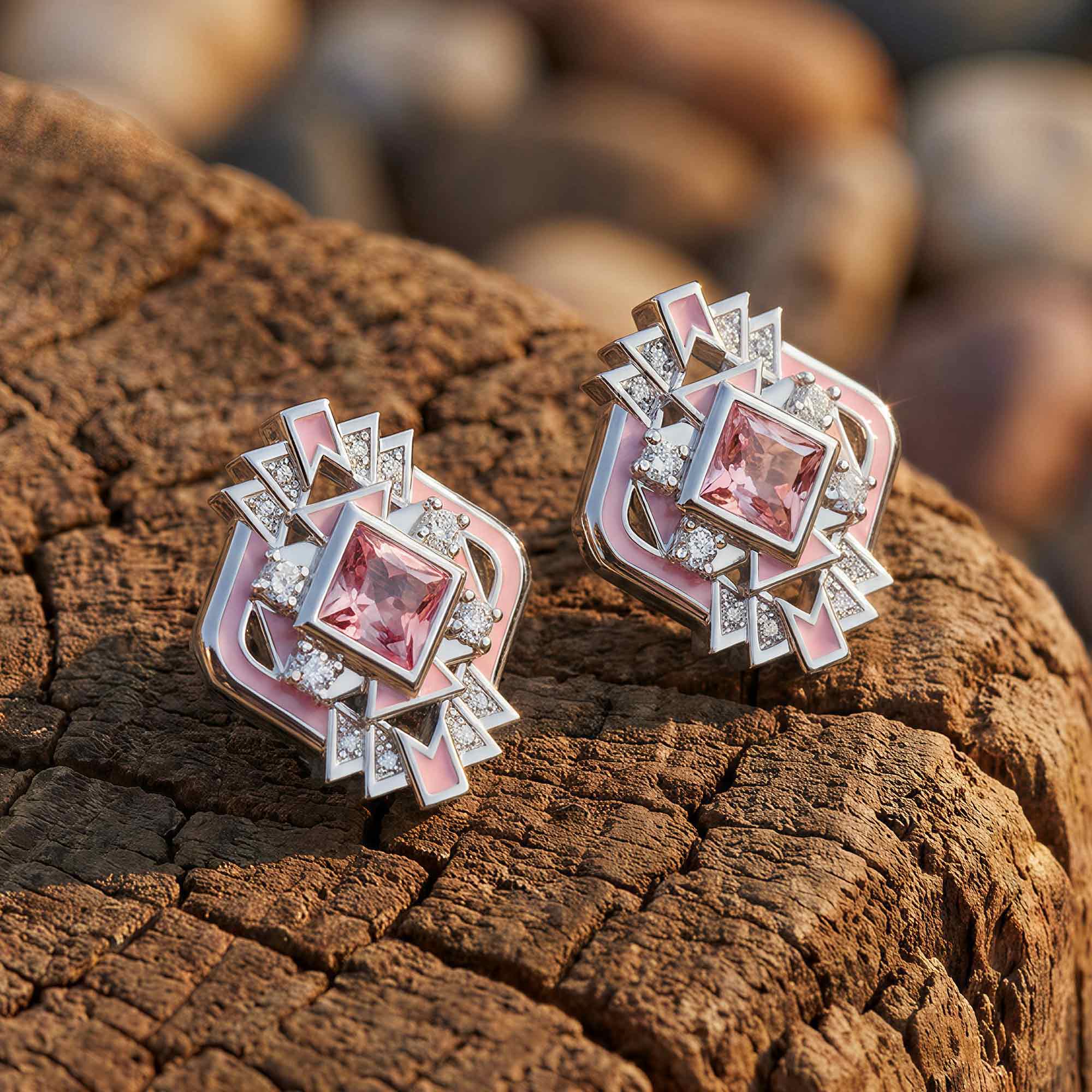 Chief's Crown Earrings - Rose Quartz
