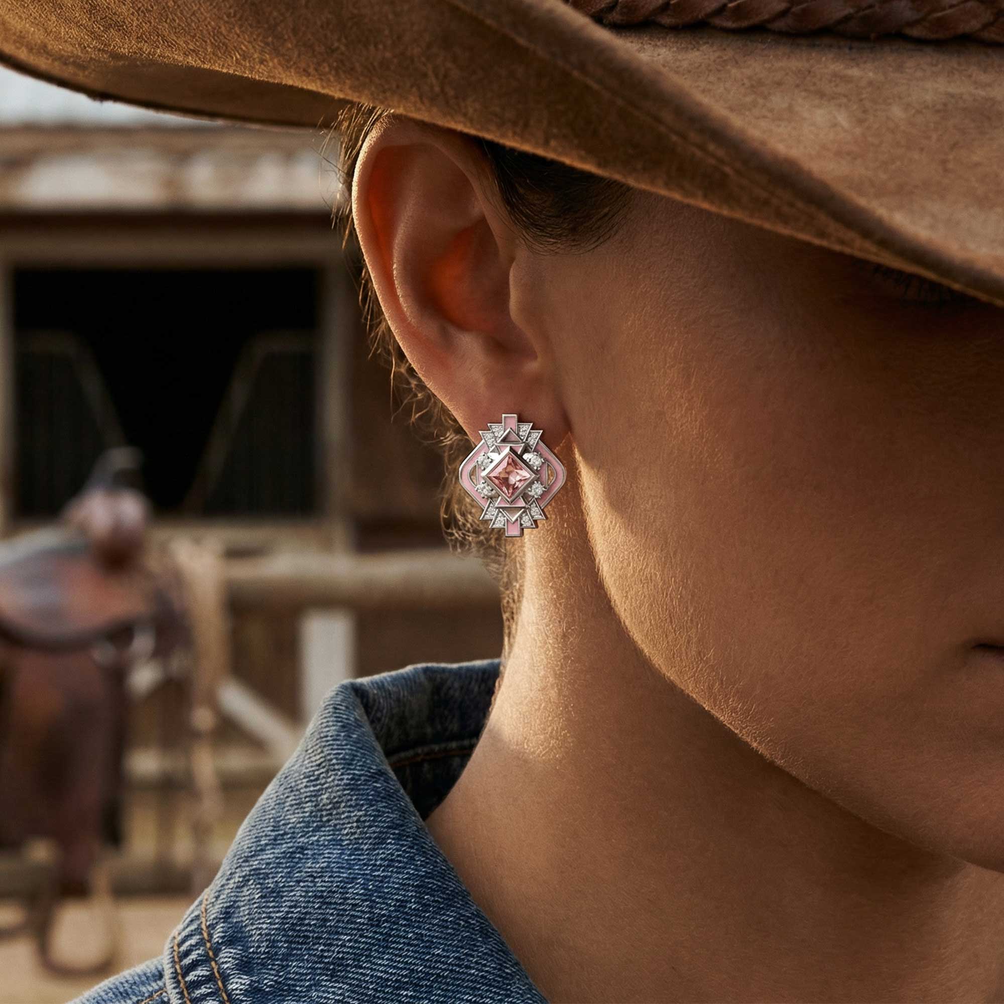 Chief's Crown Earrings - Rose Quartz