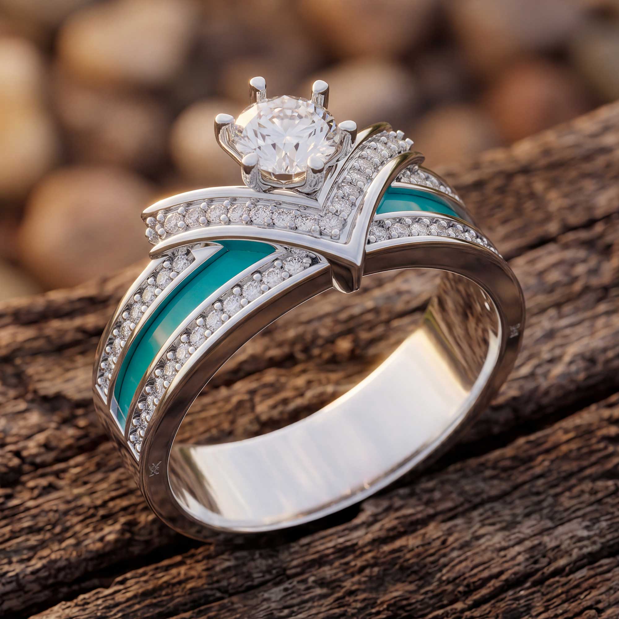 Crowned Noble Ring - Moissanite