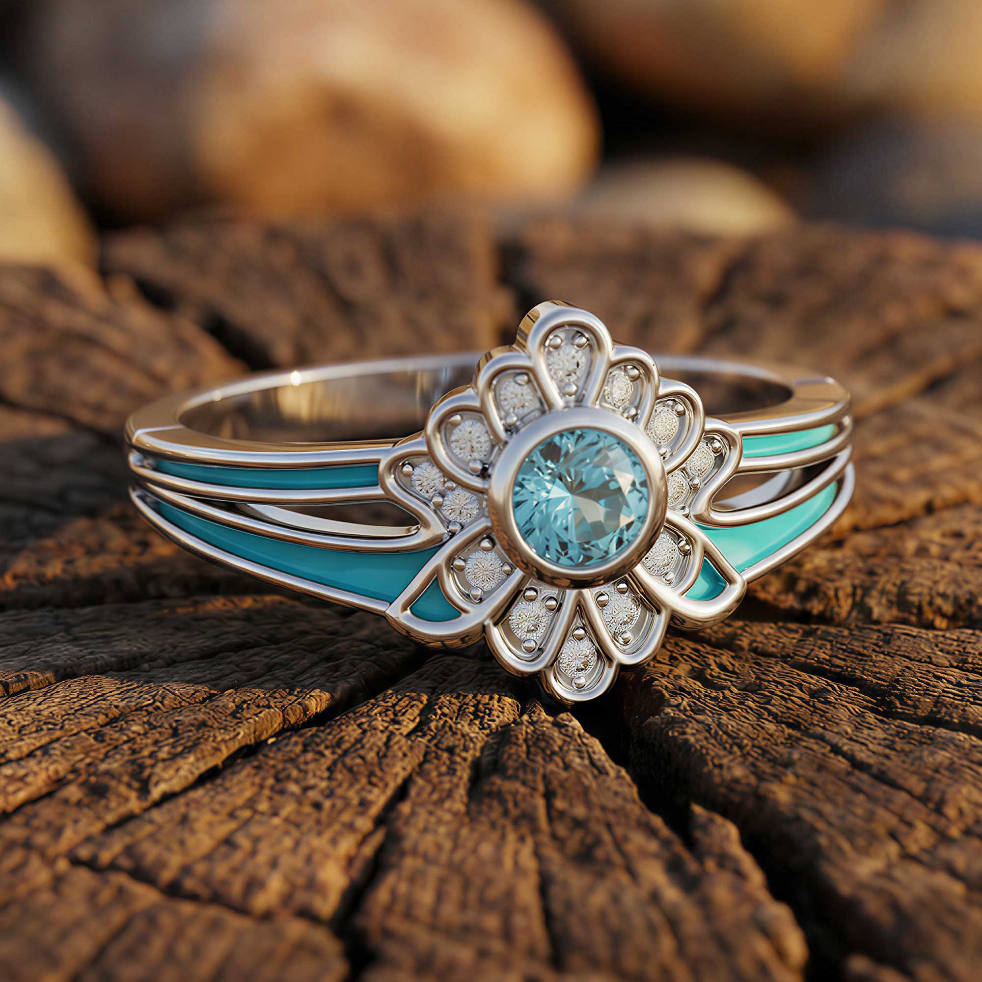 Desert Bloom Ring - Aquamarine
