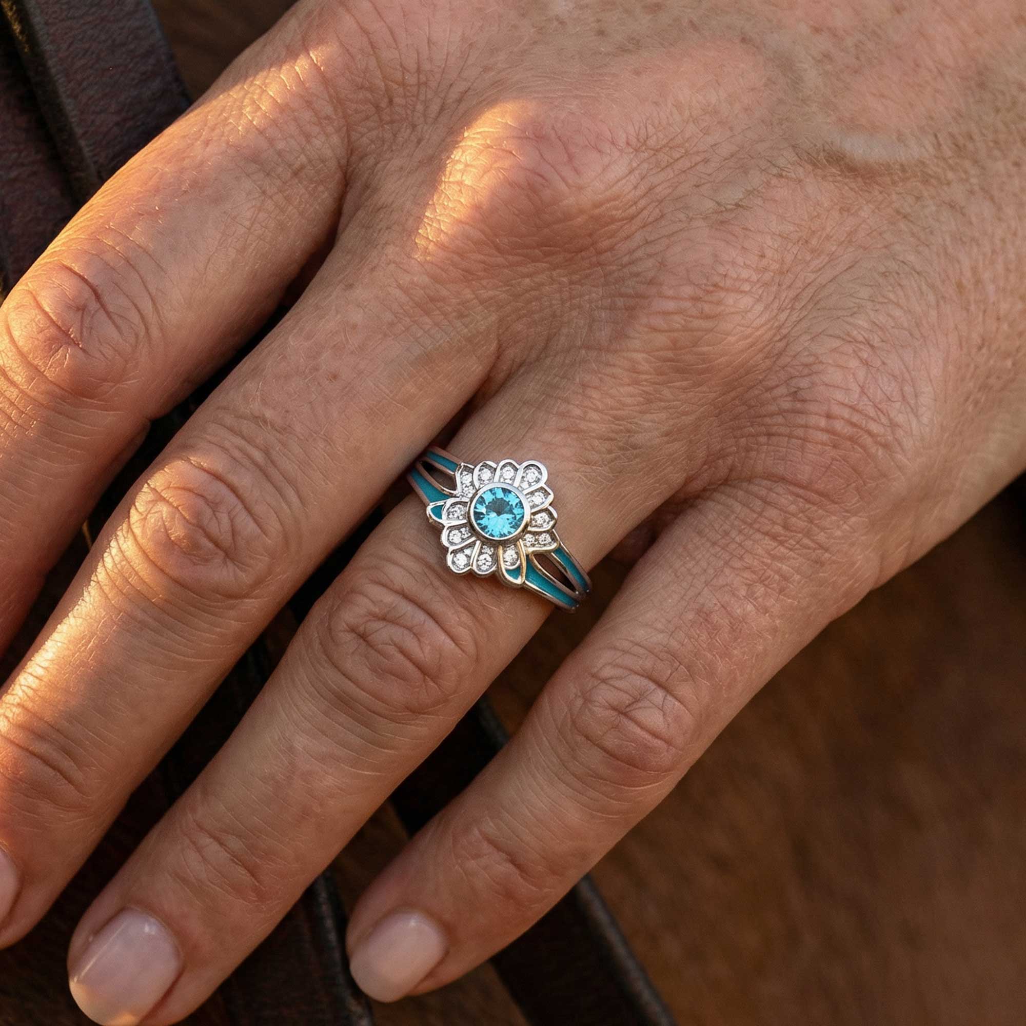 Desert Bloom Ring - Aquamarine